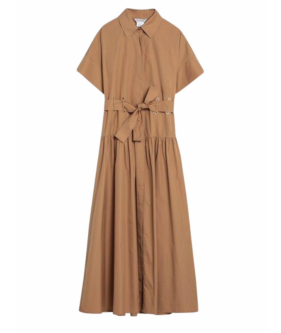 MAX MARA Бежевое хлопковое повседневное платье, фото 1