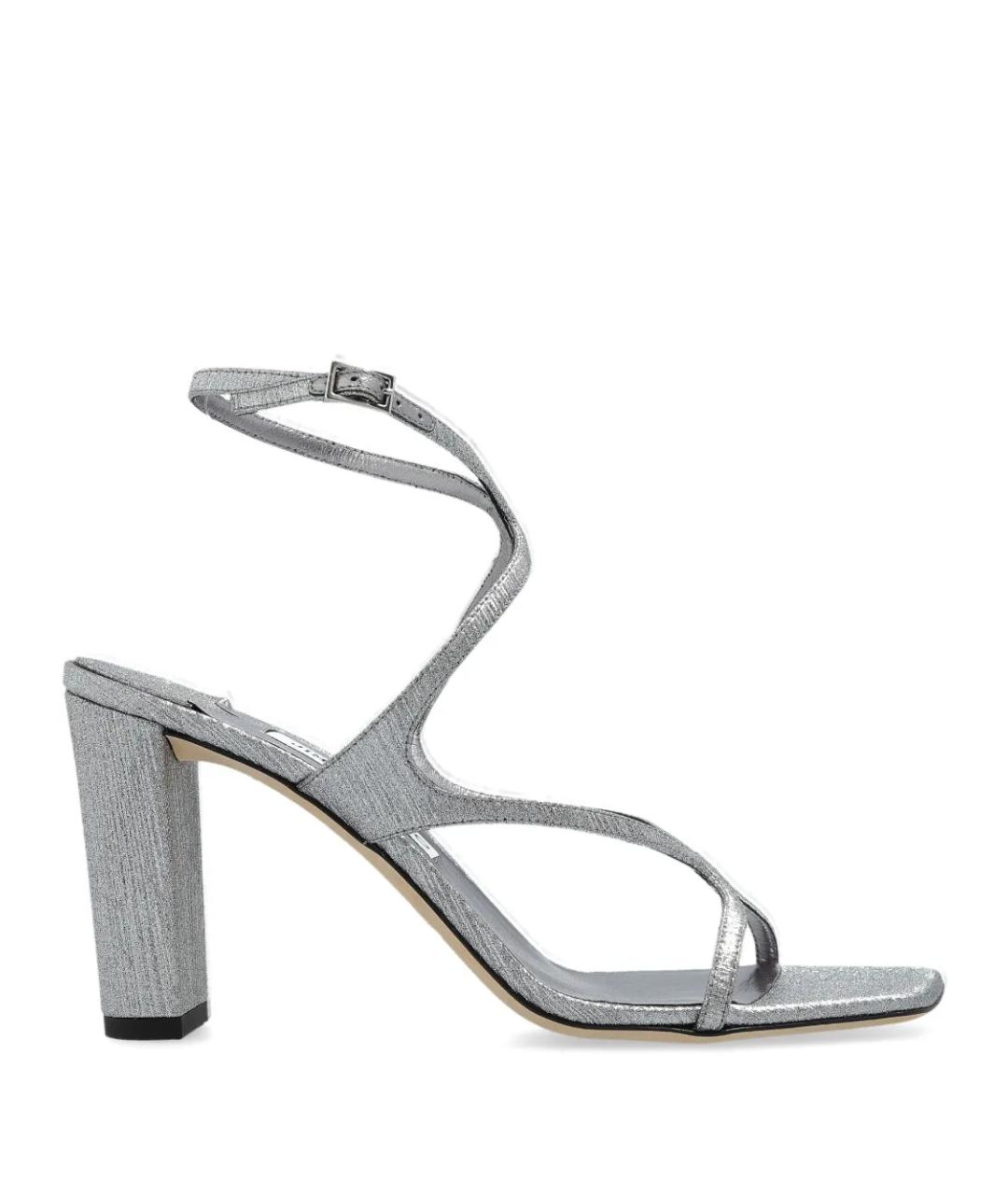 JIMMY CHOO Серебряные кожаные босоножки, фото 1