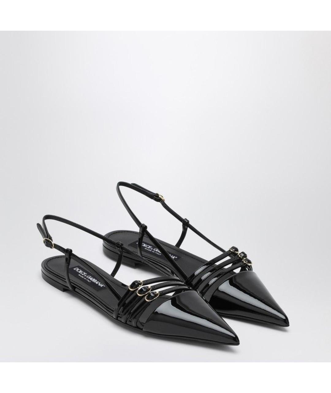 DOLCE&GABBANA Черные кожаные балетки, фото 2