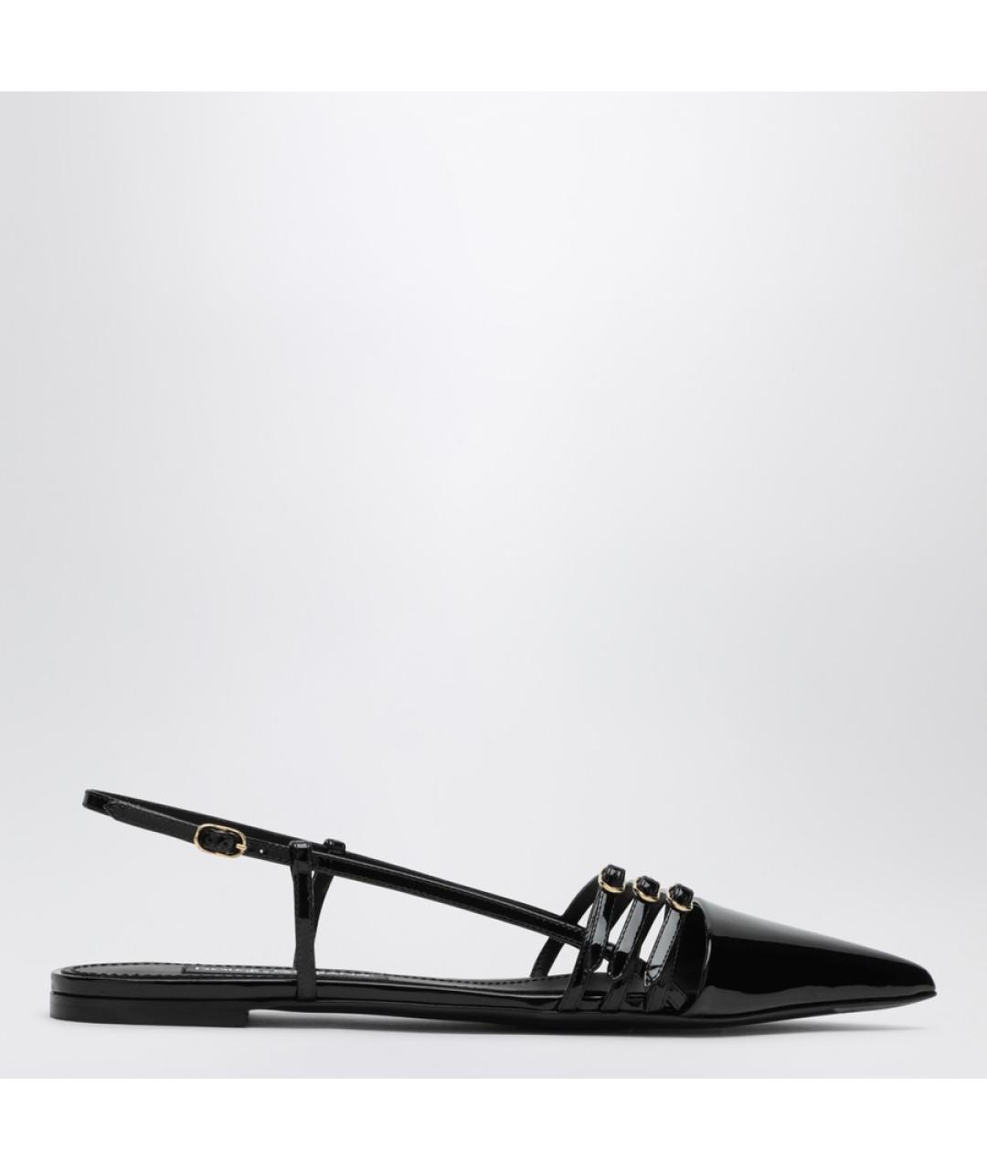 DOLCE&GABBANA Черные кожаные балетки, фото 4