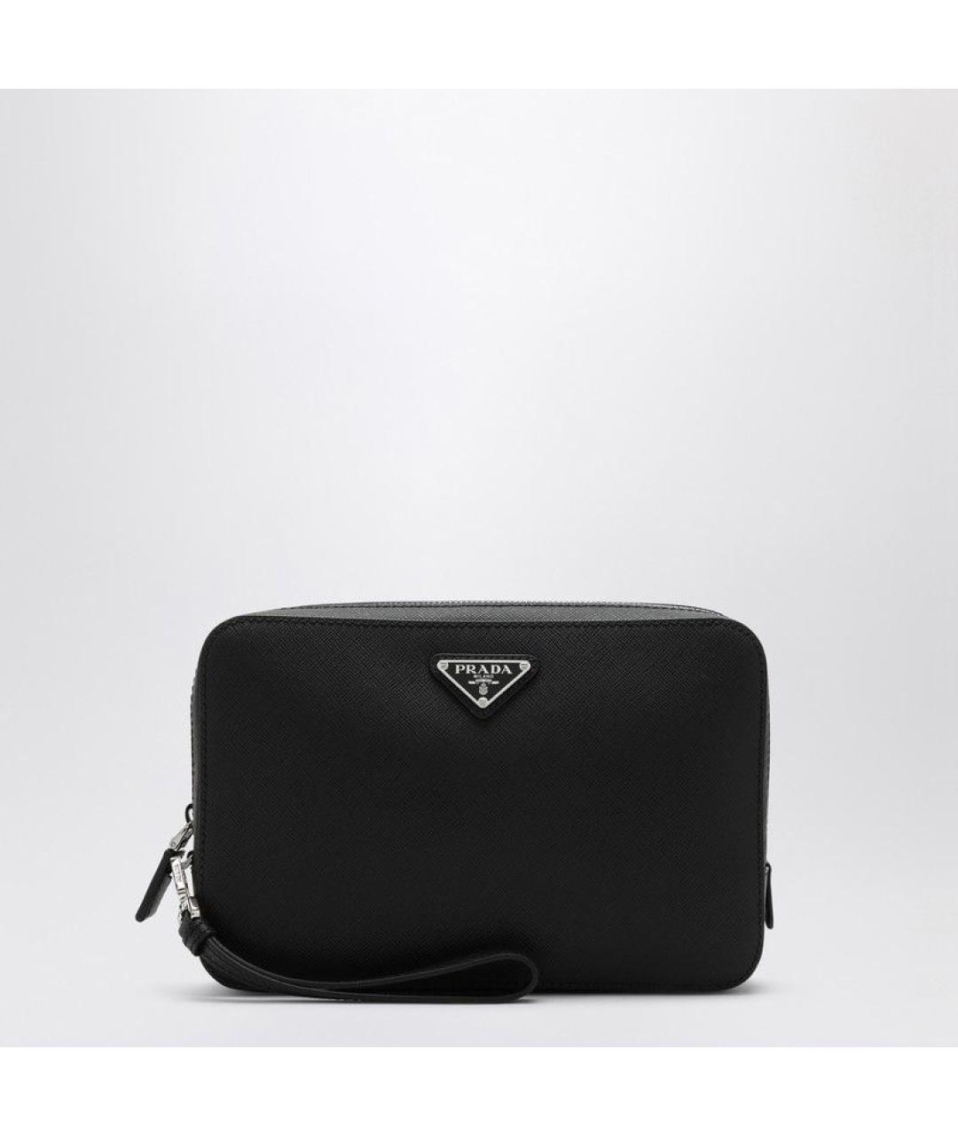 PRADA Черная кожаная барсетка, фото 3