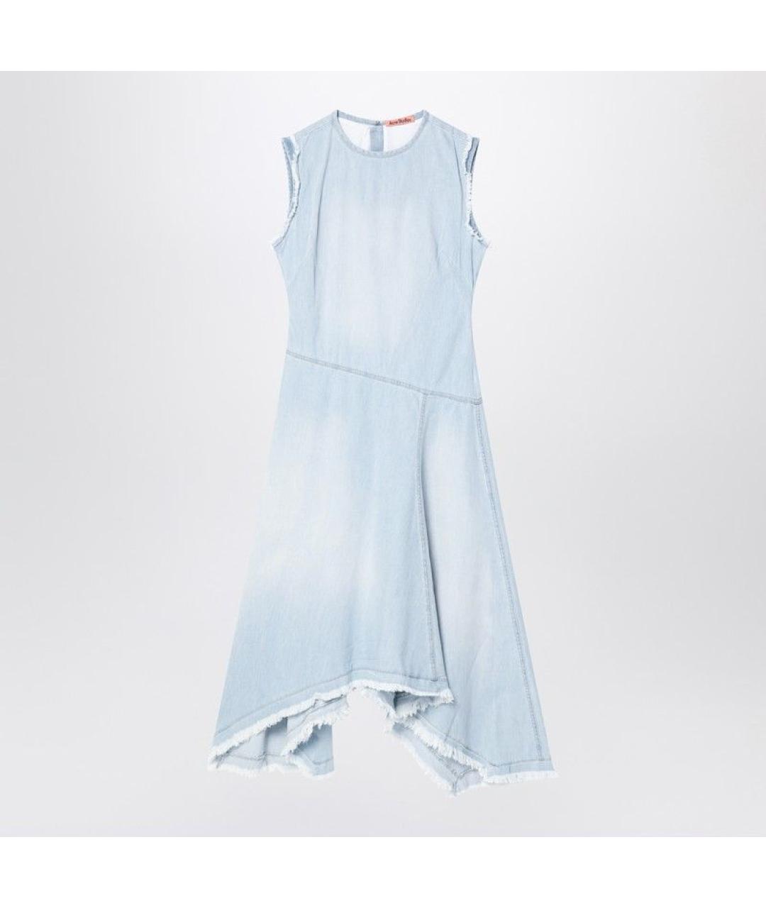 ACNE STUDIOS Голубое хлопковое повседневное платье, фото 3