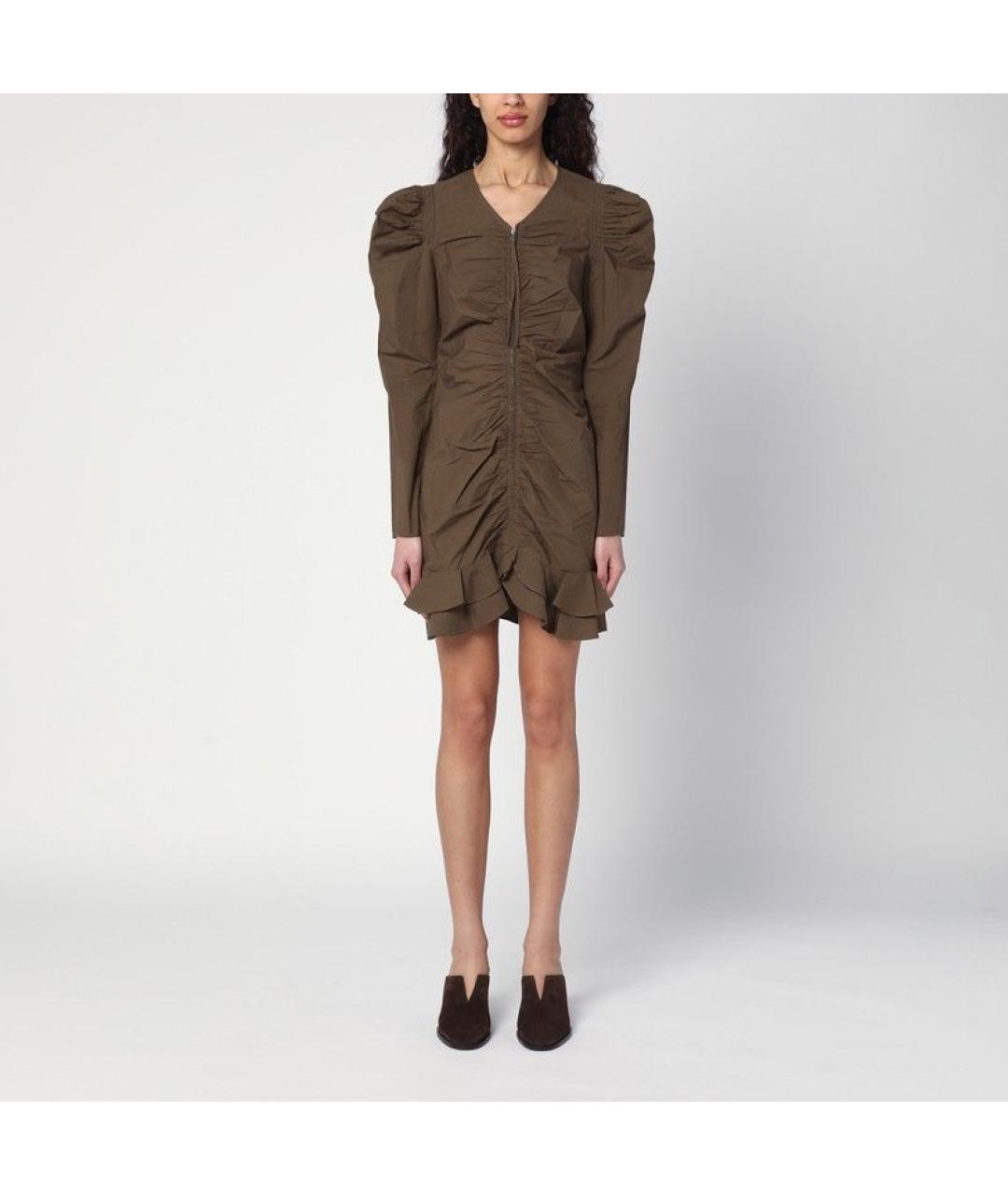 ISABEL MARANT ETOILE Хаки хлопковое повседневное платье, фото 2