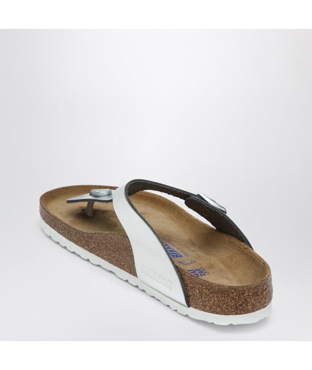 BIRKENSTOCK Серебряные кожаные сандалии, фото 2