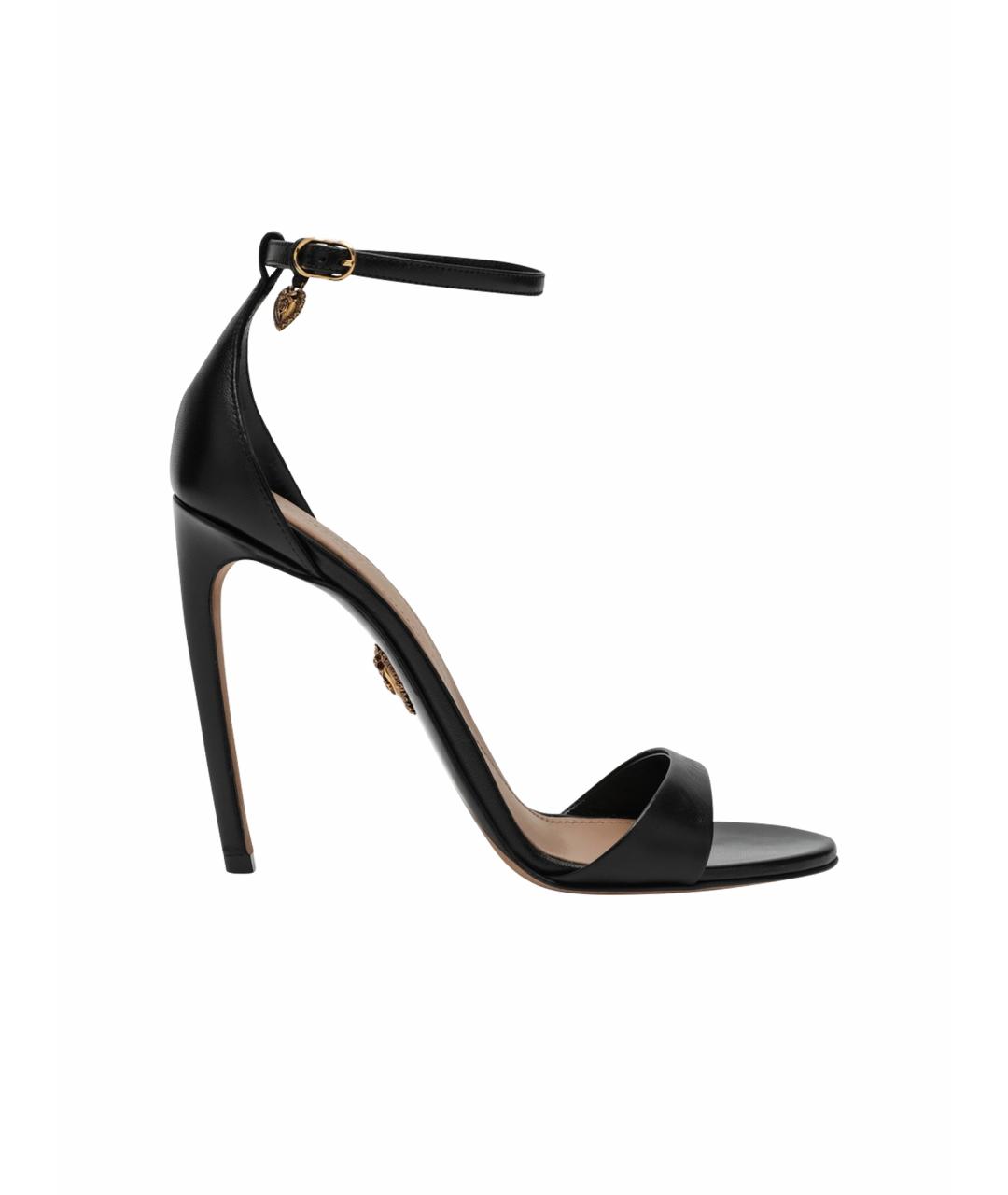 DOLCE&GABBANA Черные кожаные босоножки, фото 1
