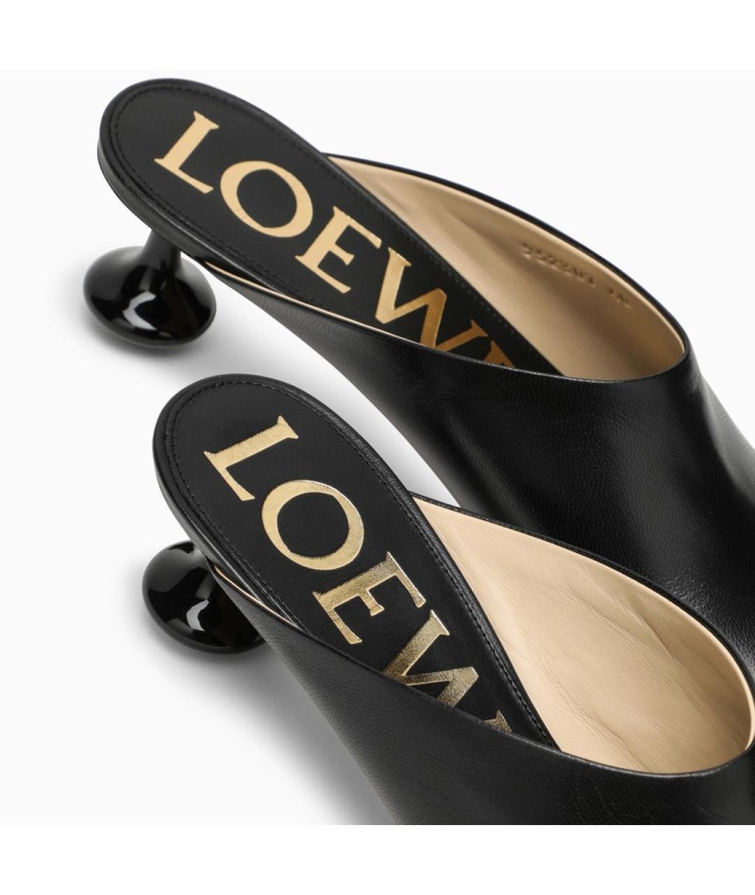 LOEWE Черные кожаные мюли, фото 5