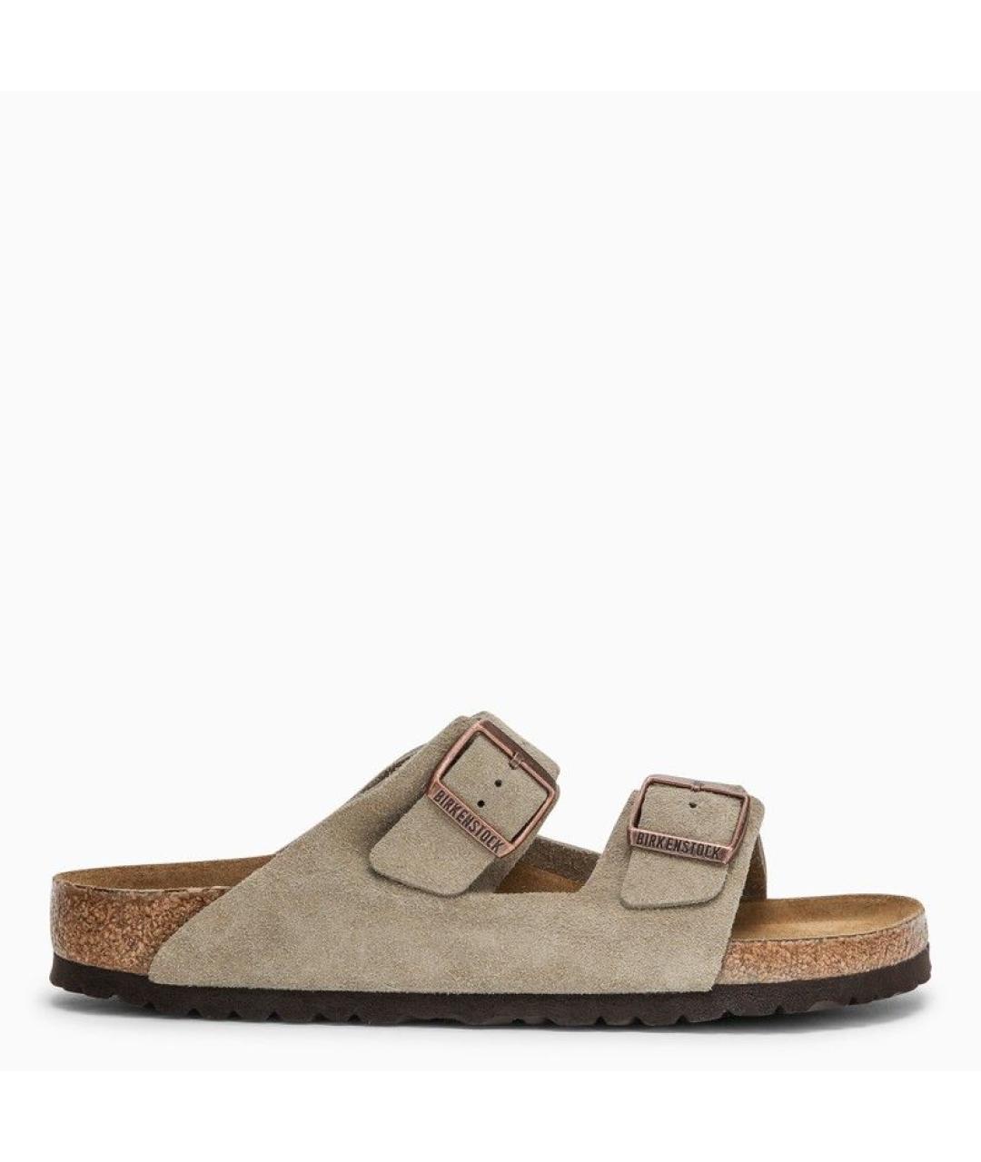 BIRKENSTOCK Бежевые замшевые сандалии, фото 1
