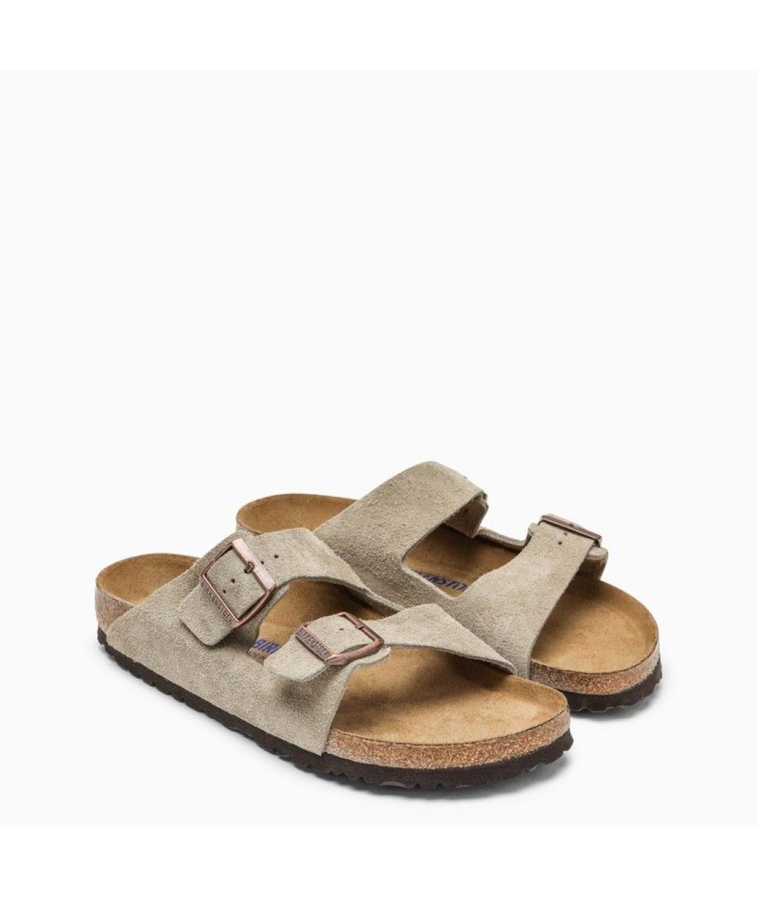 BIRKENSTOCK Бежевые замшевые сандалии, фото 2