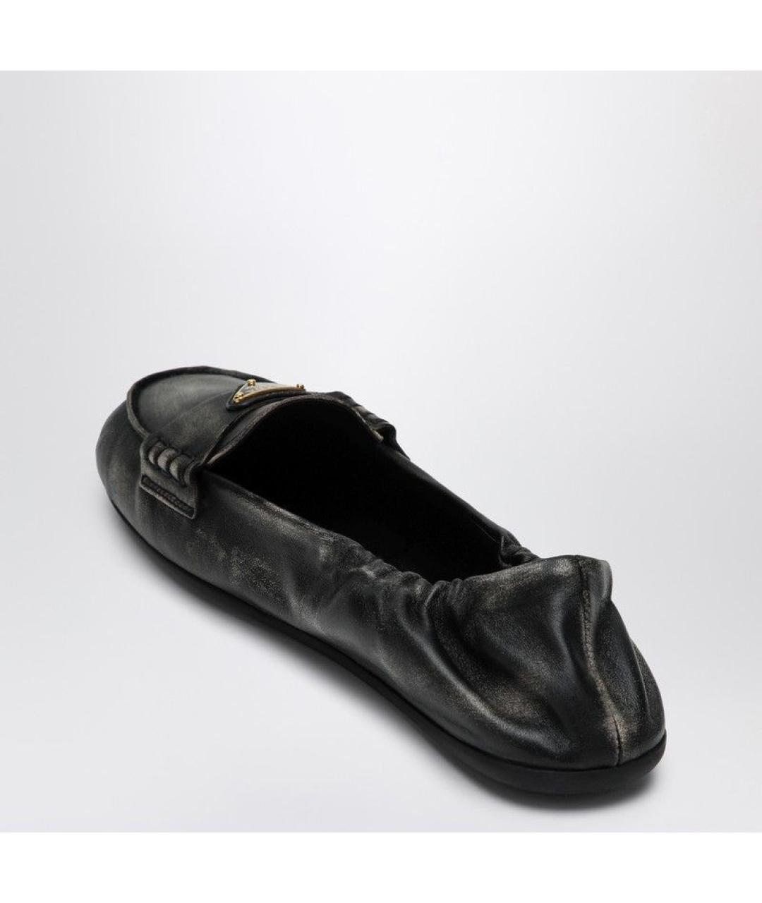PRADA Черные кожаные мокасины, фото 3