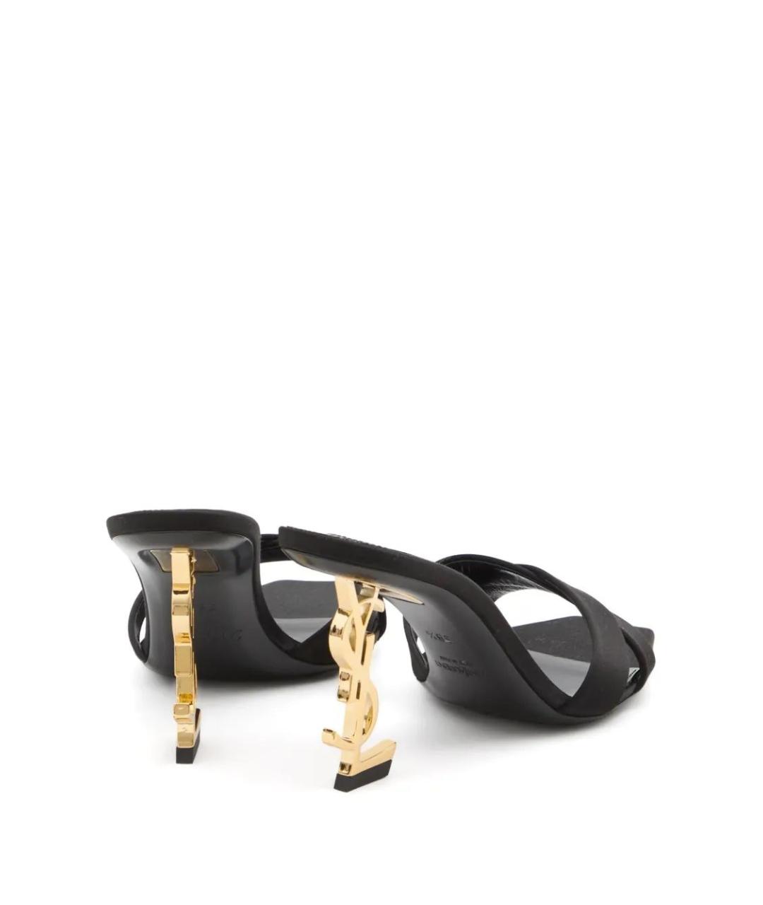 SAINT LAURENT Черные текстильные мюли, фото 3