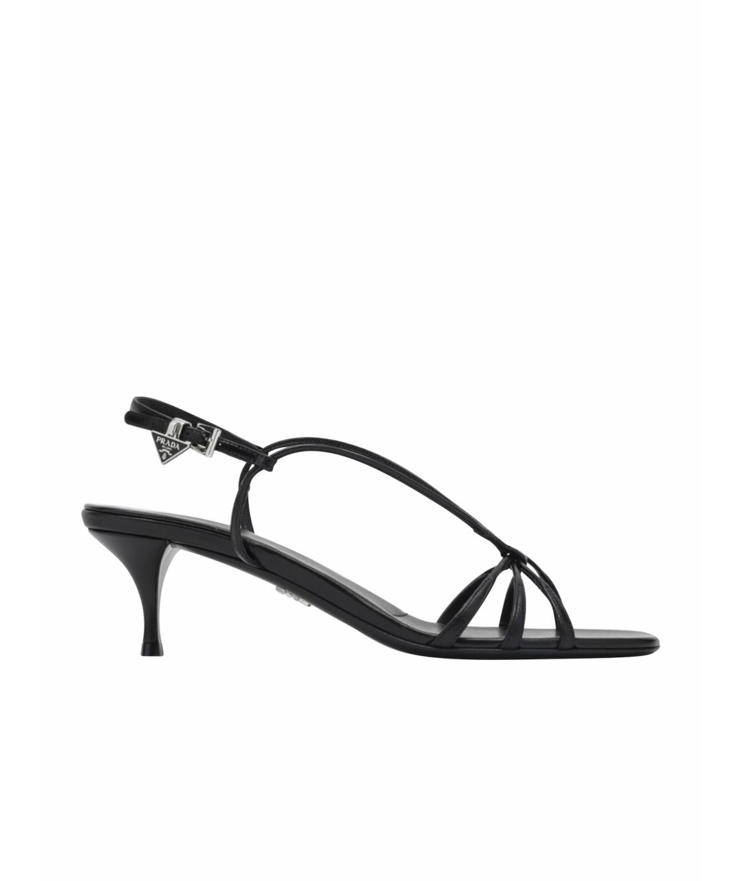 PRADA Черные кожаные босоножки, фото 1