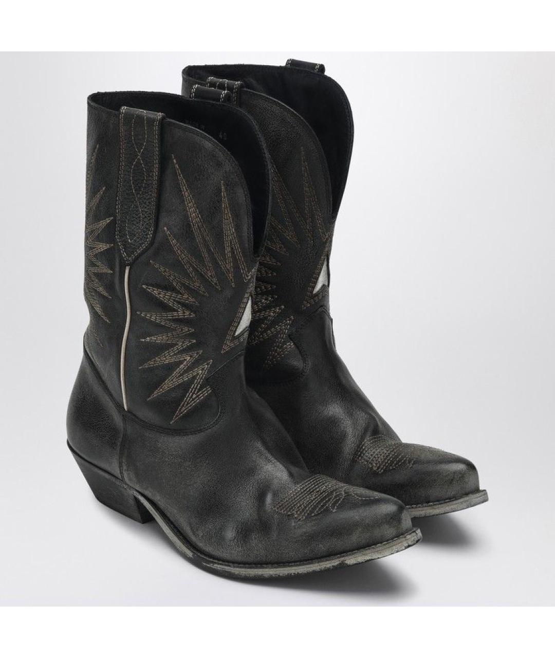 GOLDEN GOOSE DELUXE BRAND Черные кожаные сапоги, фото 2