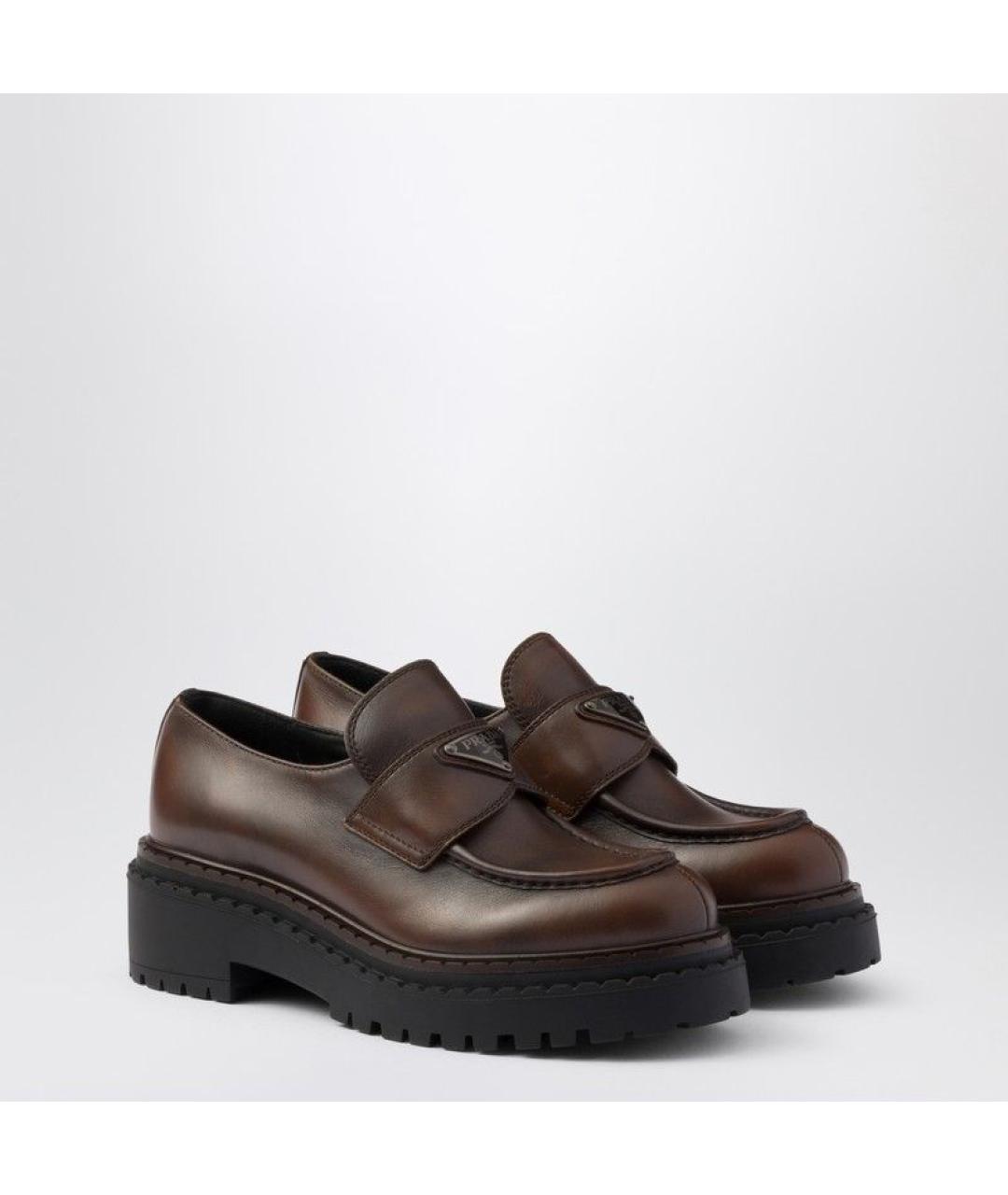 PRADA Коричневые кожаные лоферы, фото 2