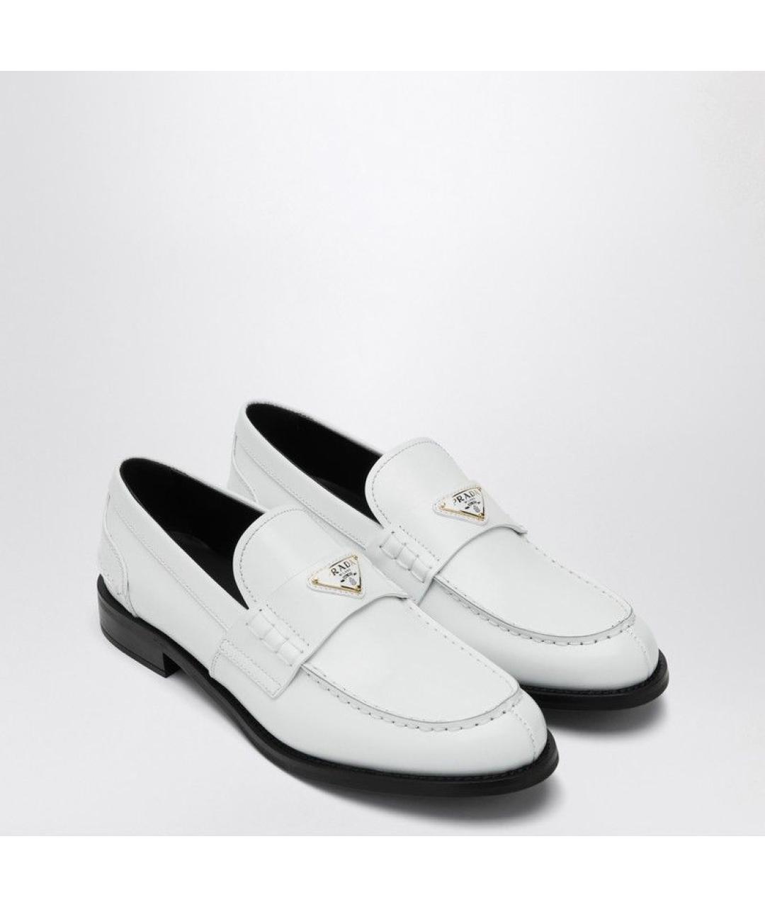 PRADA Белые кожаные лоферы, фото 2