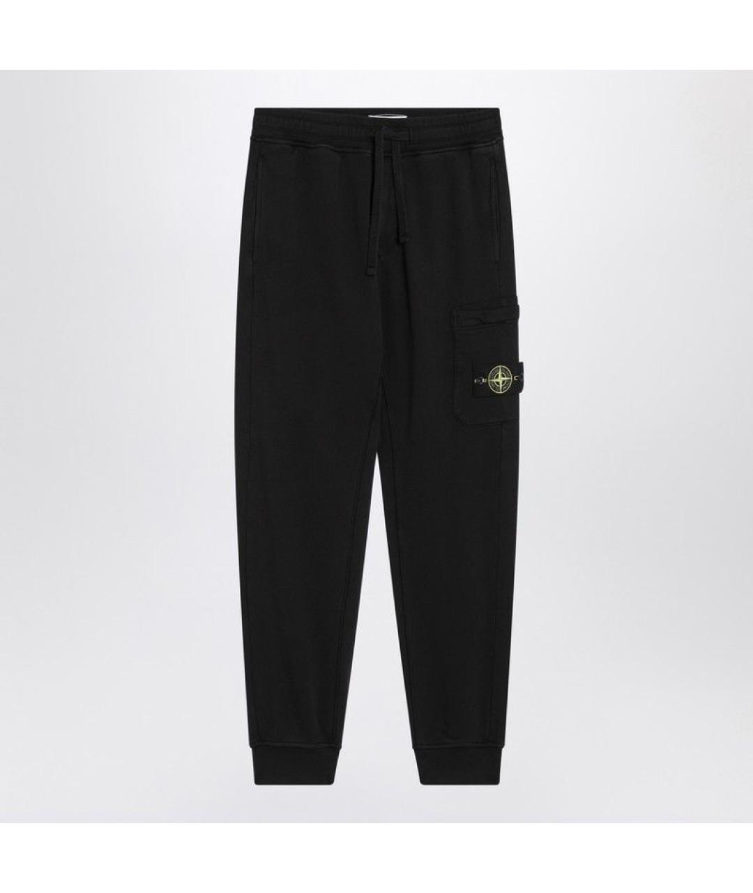 STONE ISLAND Черные хлопковые повседневные брюки, фото 3