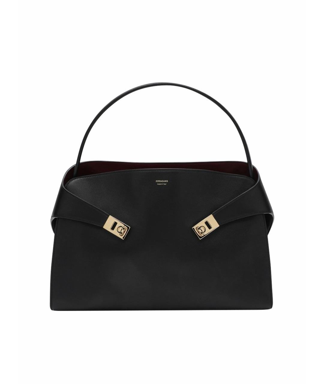FERRAGAMO Черная кожаная сумка тоут, фото 1