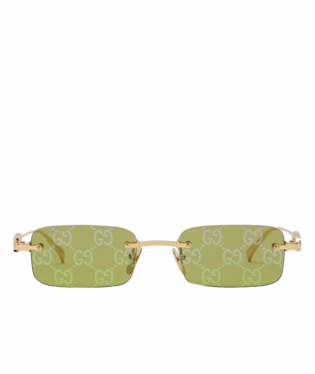 GUCCI Золотые металлические солнцезащитные очки, фото 1