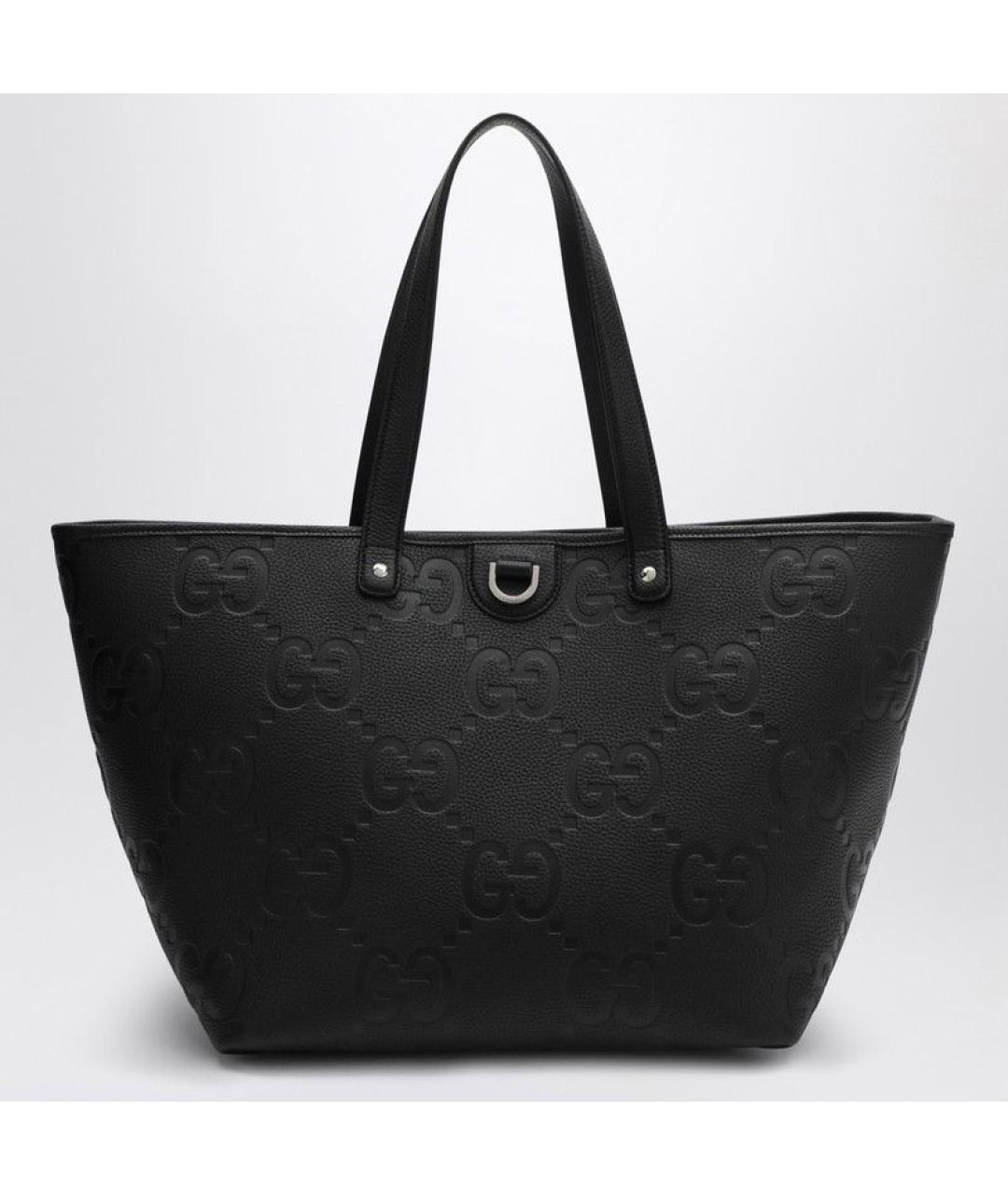 GUCCI Черная кожаная сумка тоут, фото 3
