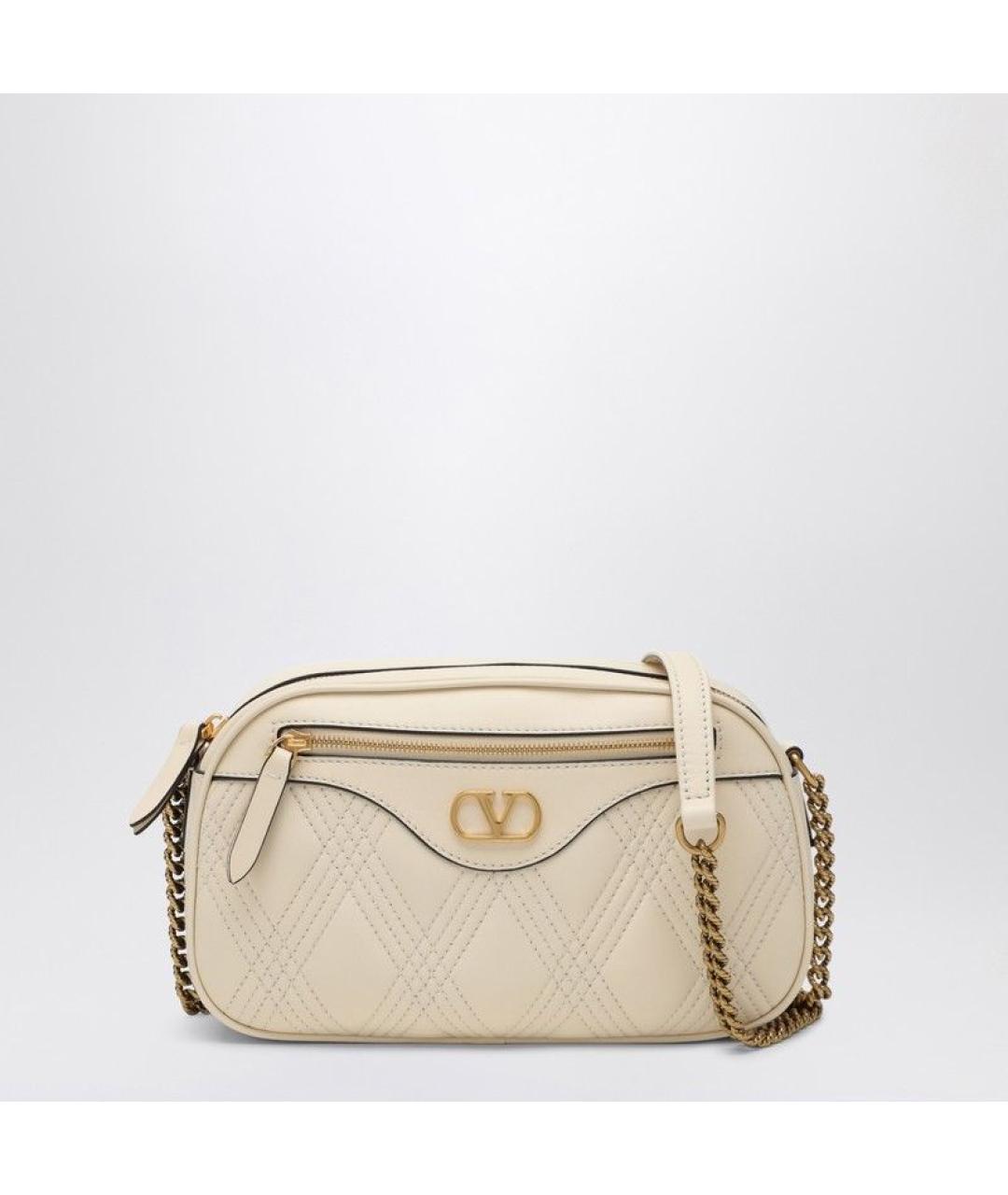 VALENTINO Бежевая кожаная сумка через плечо, фото 3