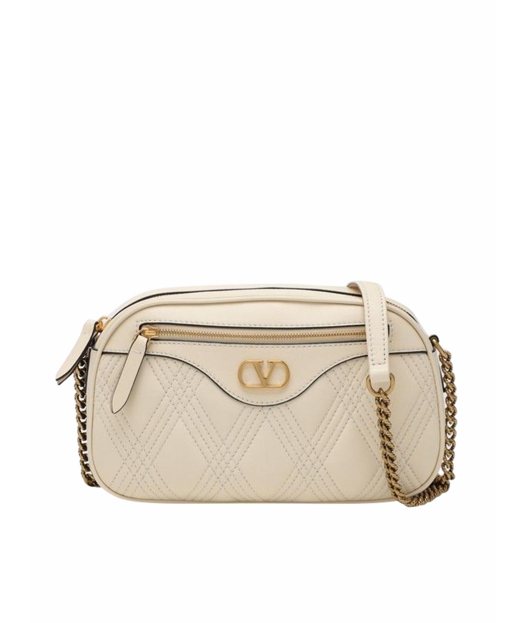 VALENTINO Бежевая кожаная сумка через плечо, фото 1