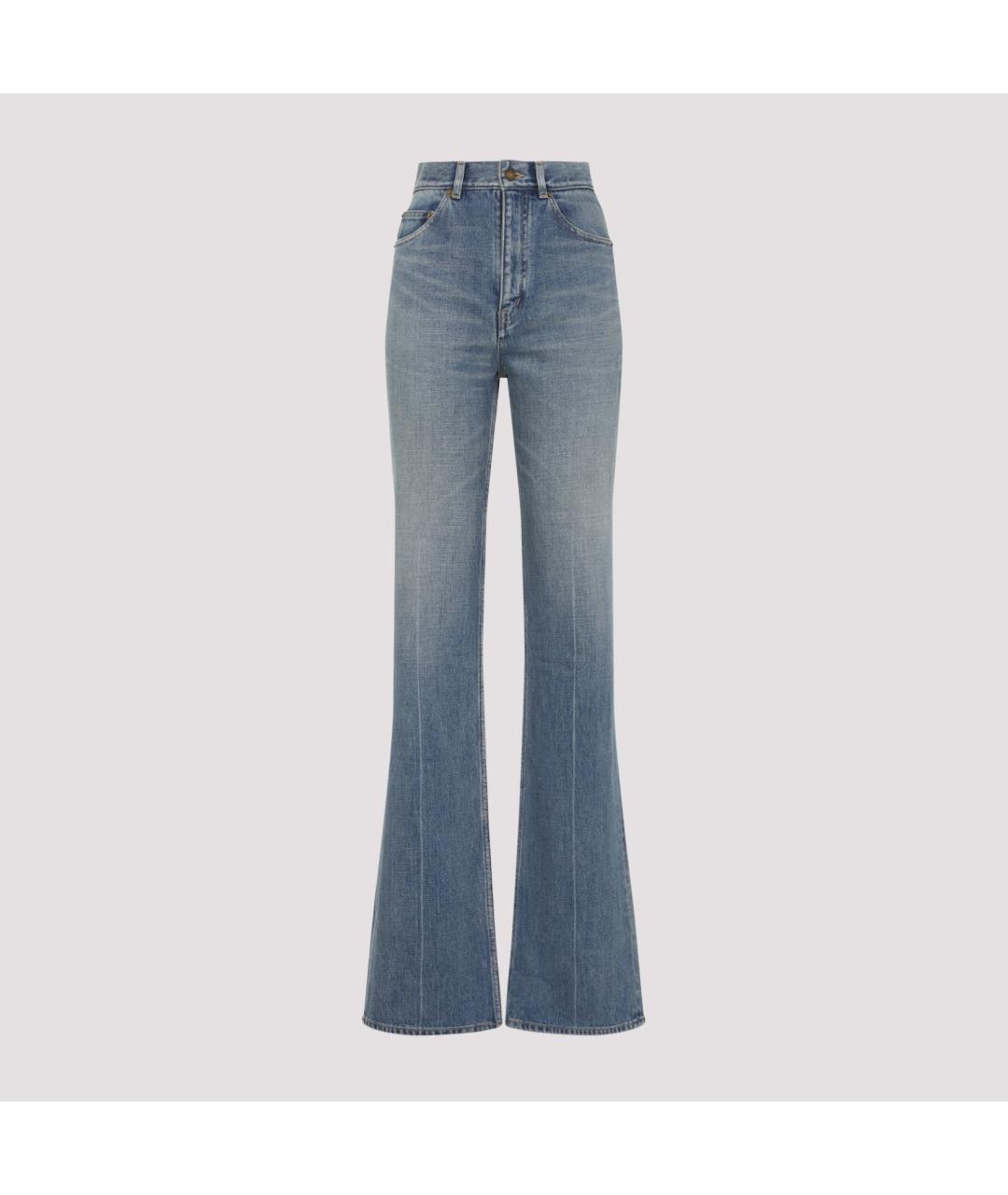 SAINT LAURENT Синие хлопковые прямые джинсы, фото 2