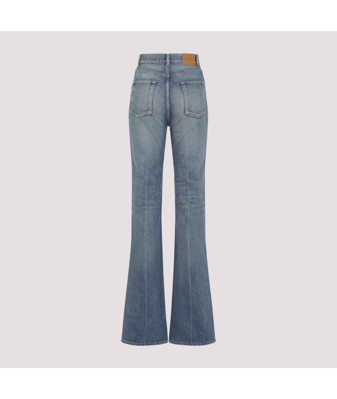 SAINT LAURENT Синие хлопковые прямые джинсы, фото 3
