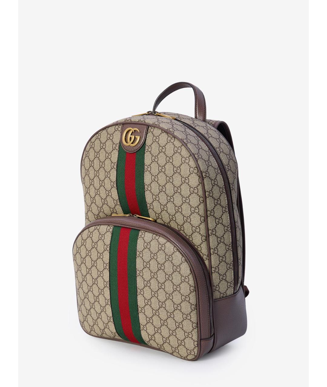 GUCCI Коричневый тканевый рюкзак, фото 4