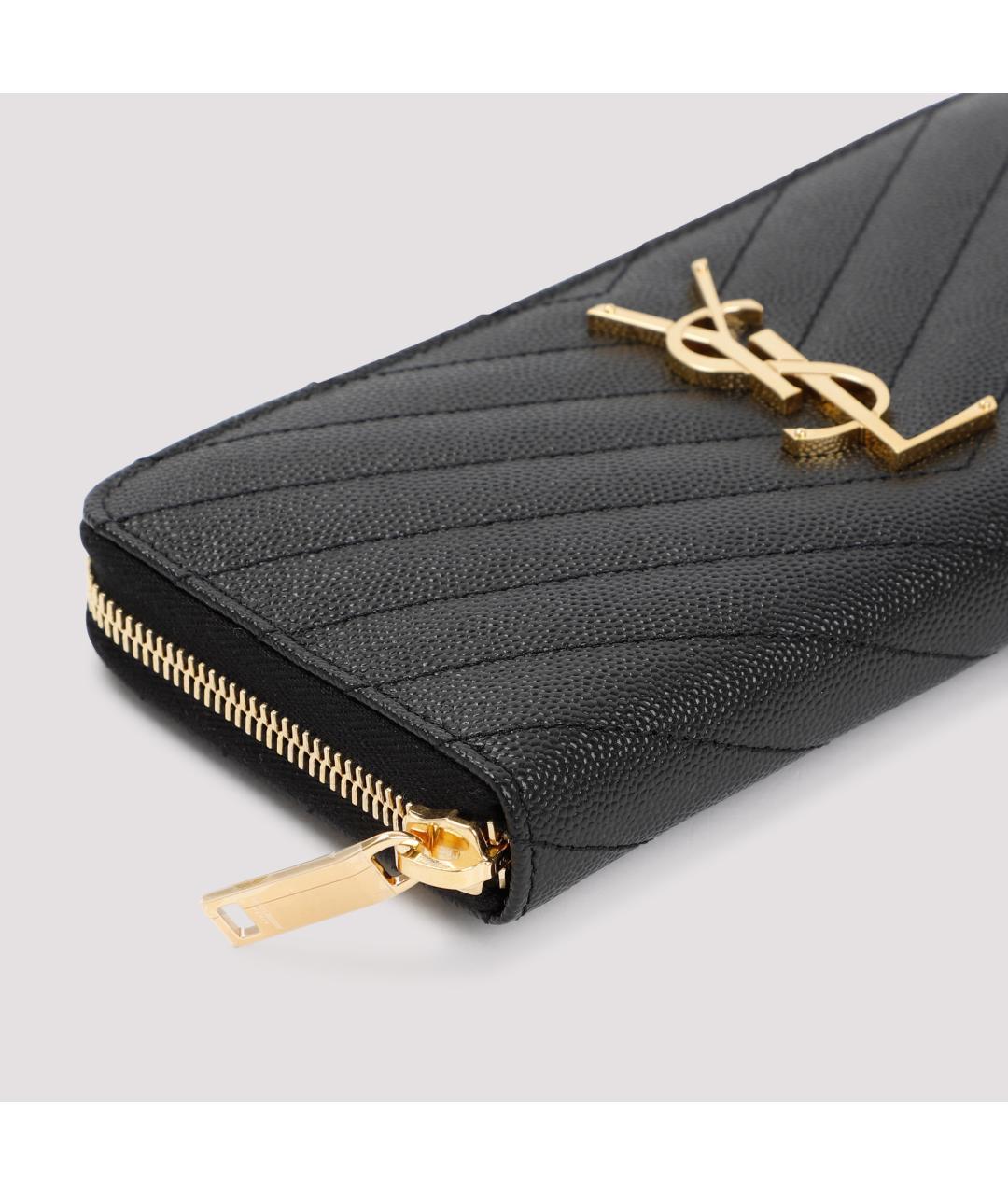 SAINT LAURENT Черный кожаный кошелек, фото 4