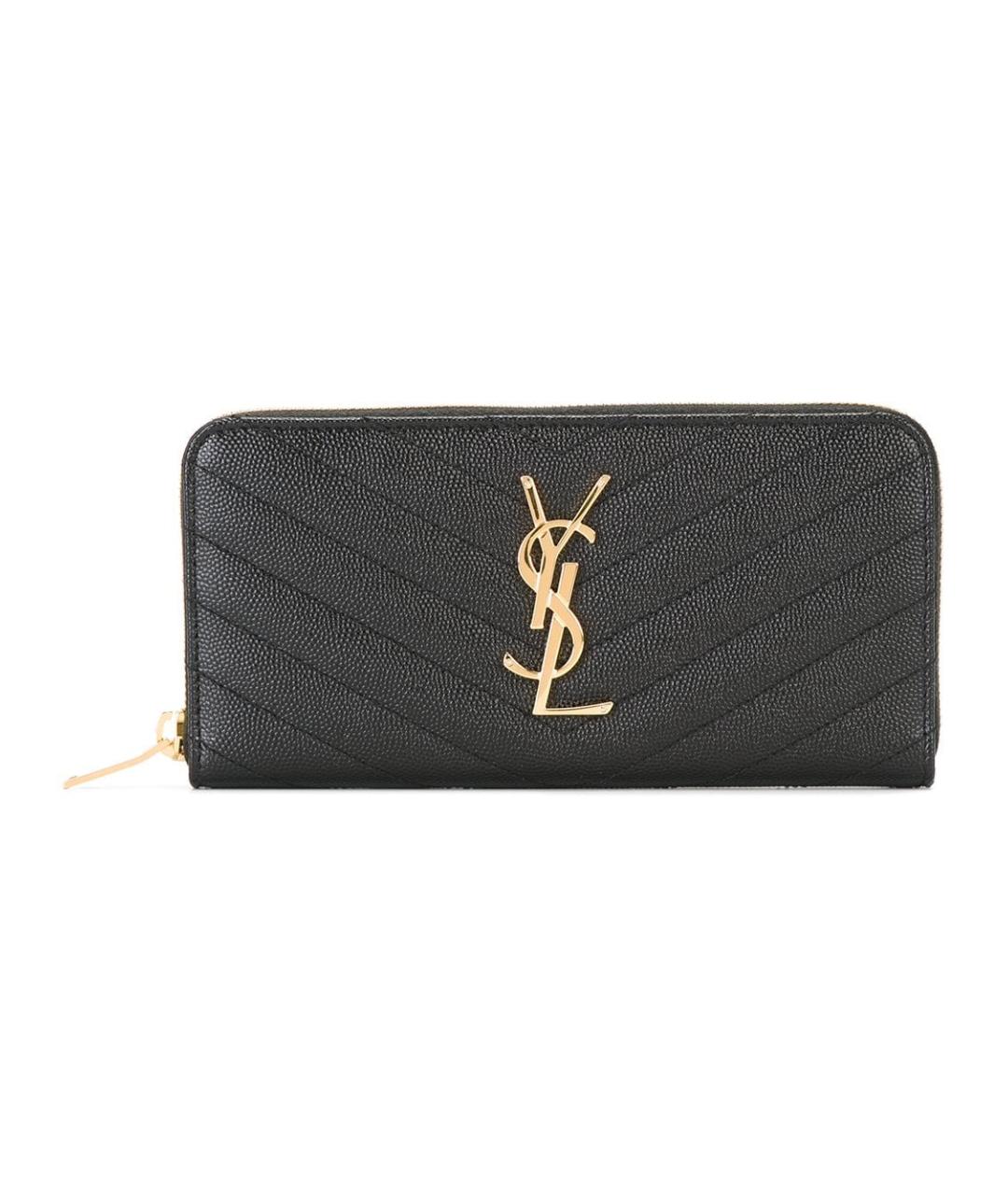 SAINT LAURENT Черный кожаный кошелек, фото 1