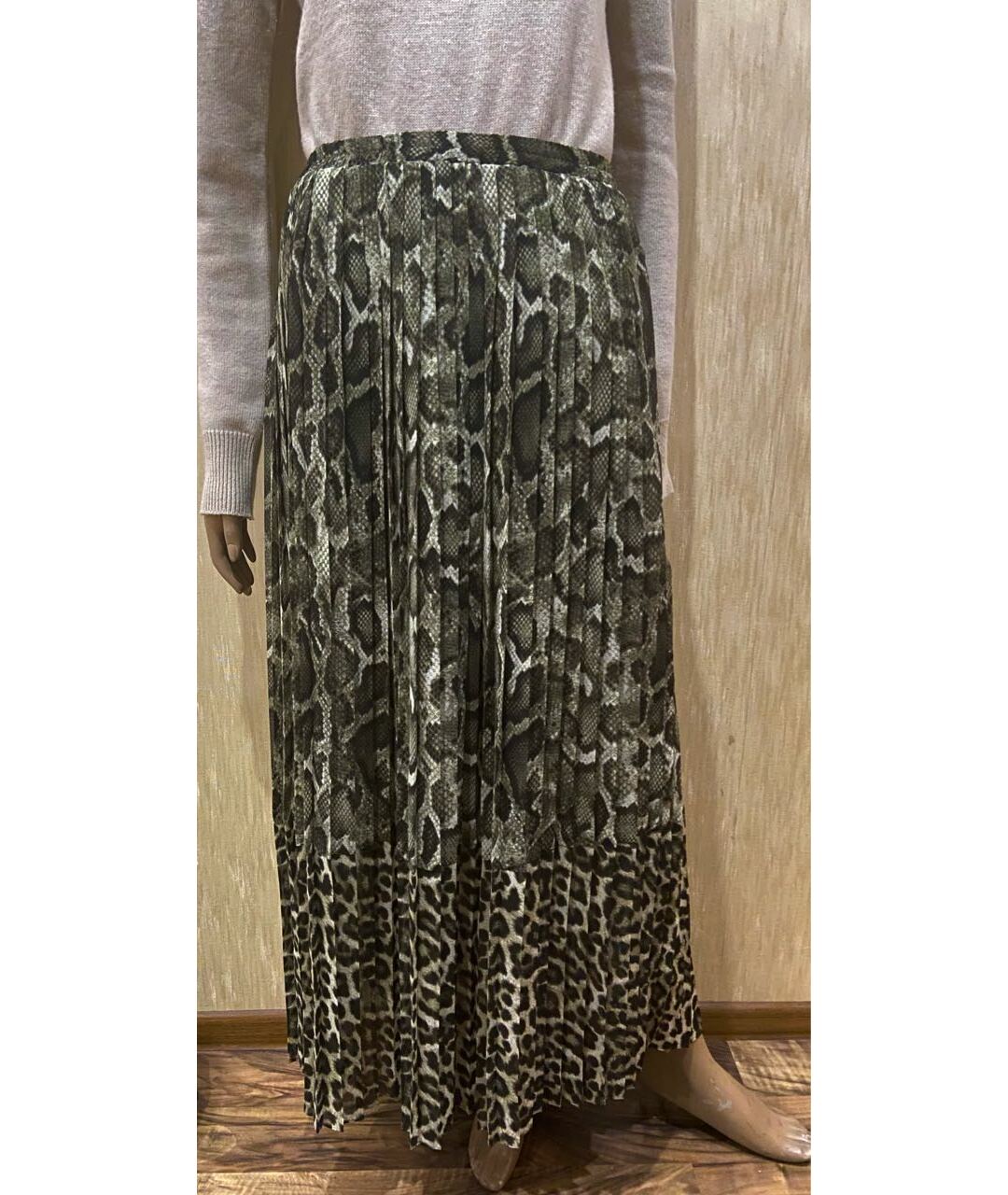 MICHAEL KORS Хаки полиэстеровая юбка макси, фото 6