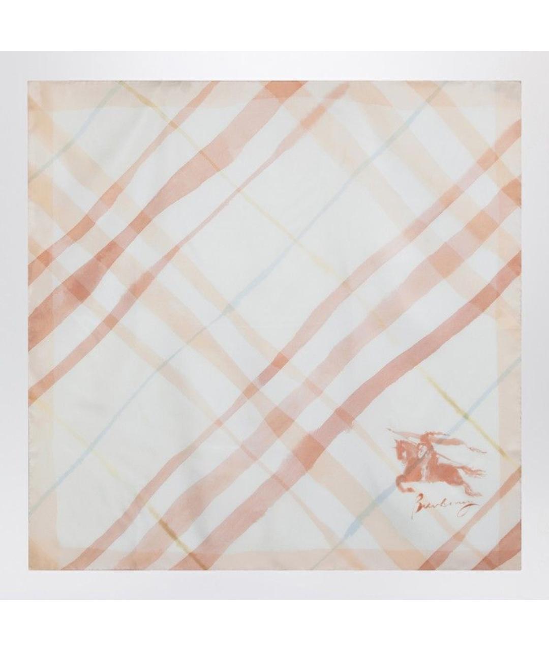 BURBERRY Белый шелковый платок, фото 2
