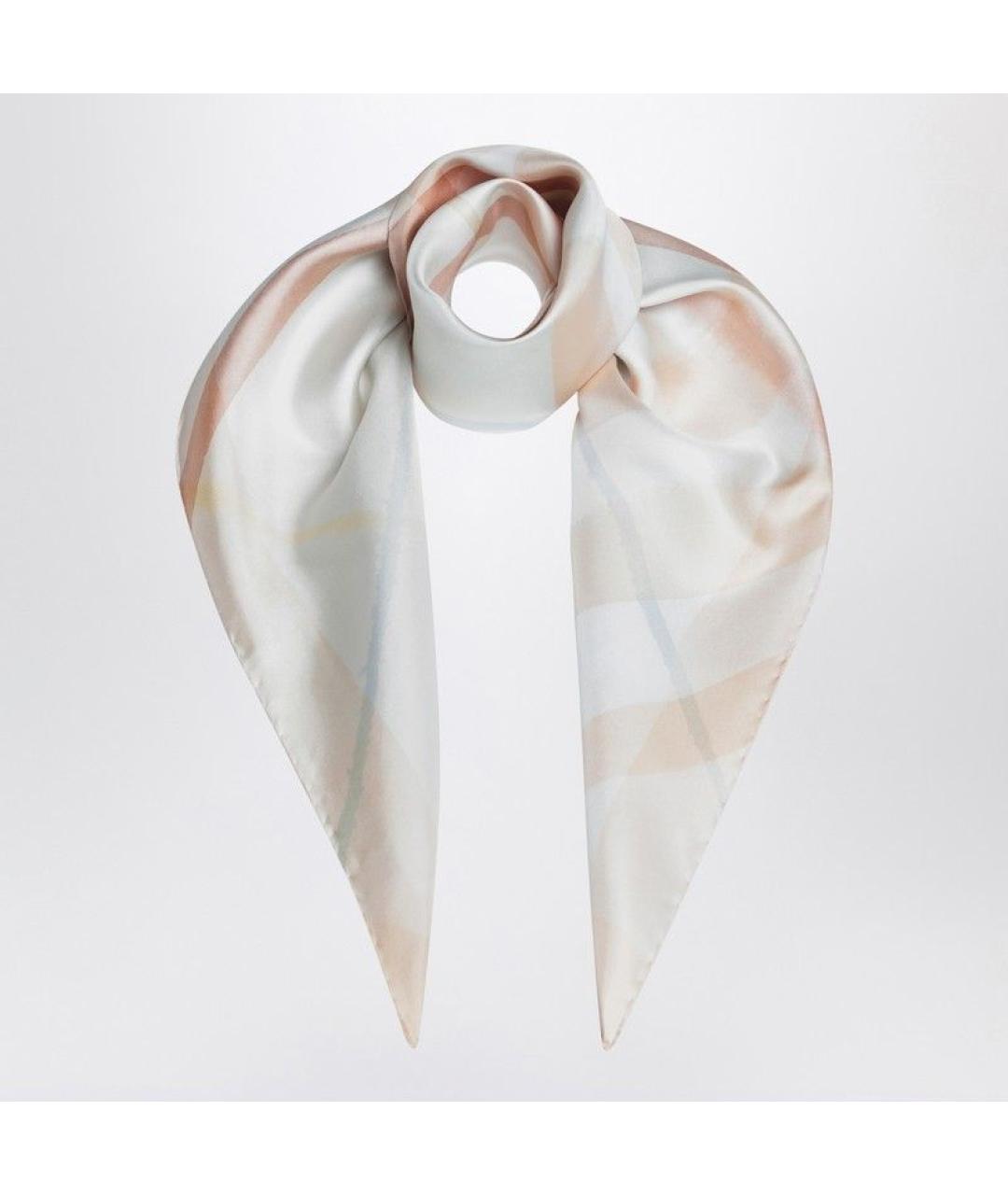 BURBERRY Белый шелковый платок, фото 3