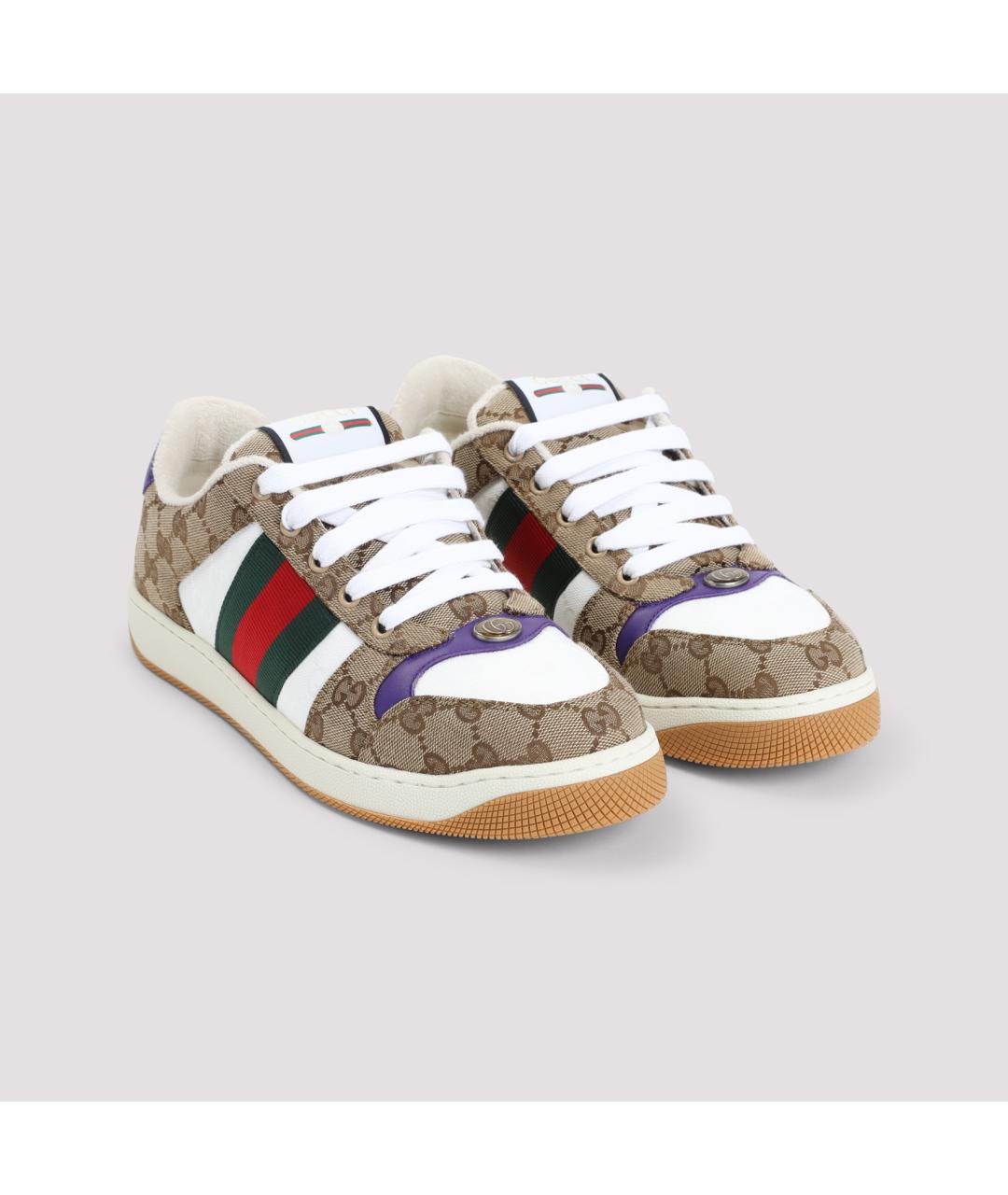 GUCCI Коричневые синтетические низкие кроссовки / кеды, фото 4