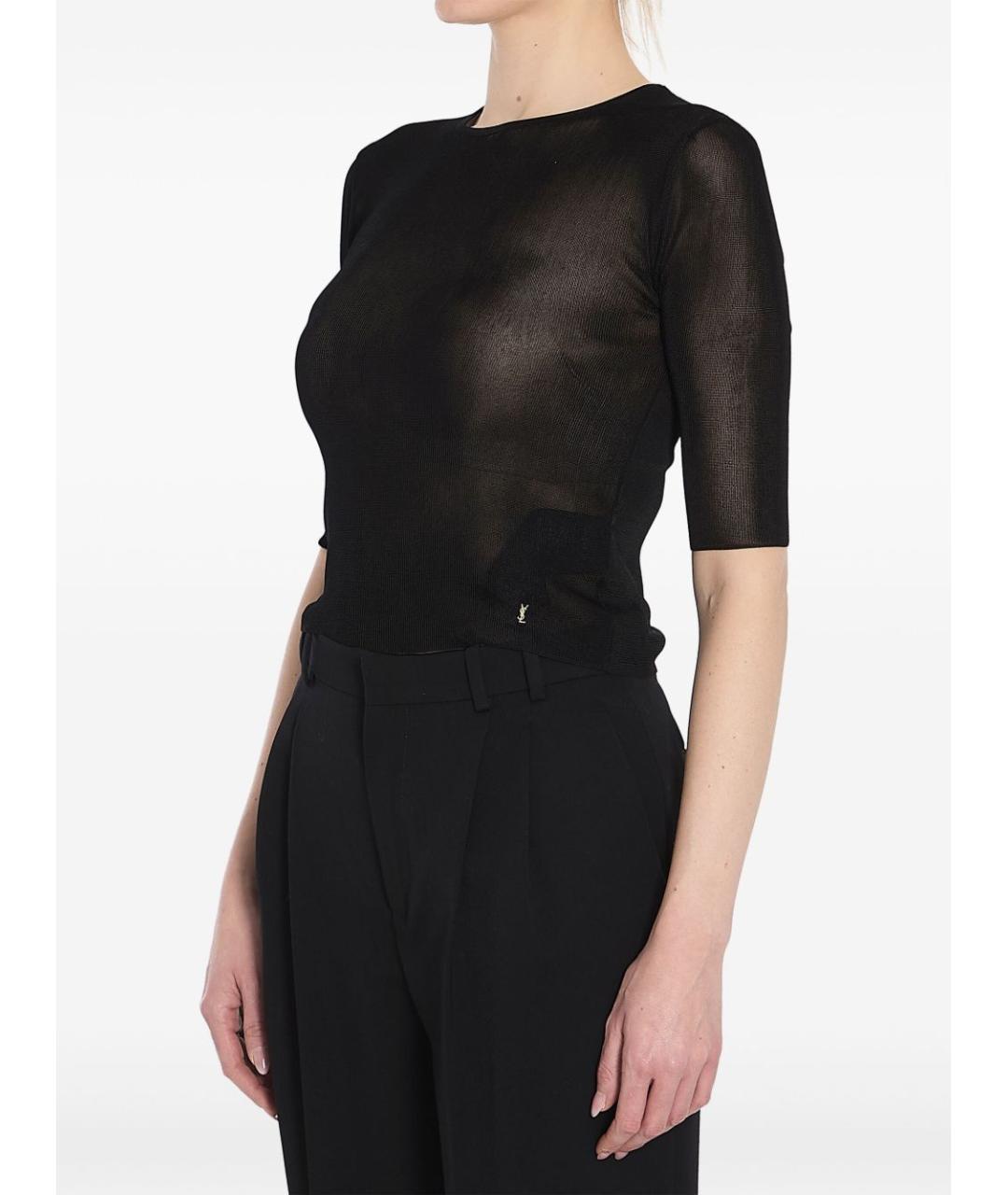 SAINT LAURENT Черная вискозная футболка, фото 5