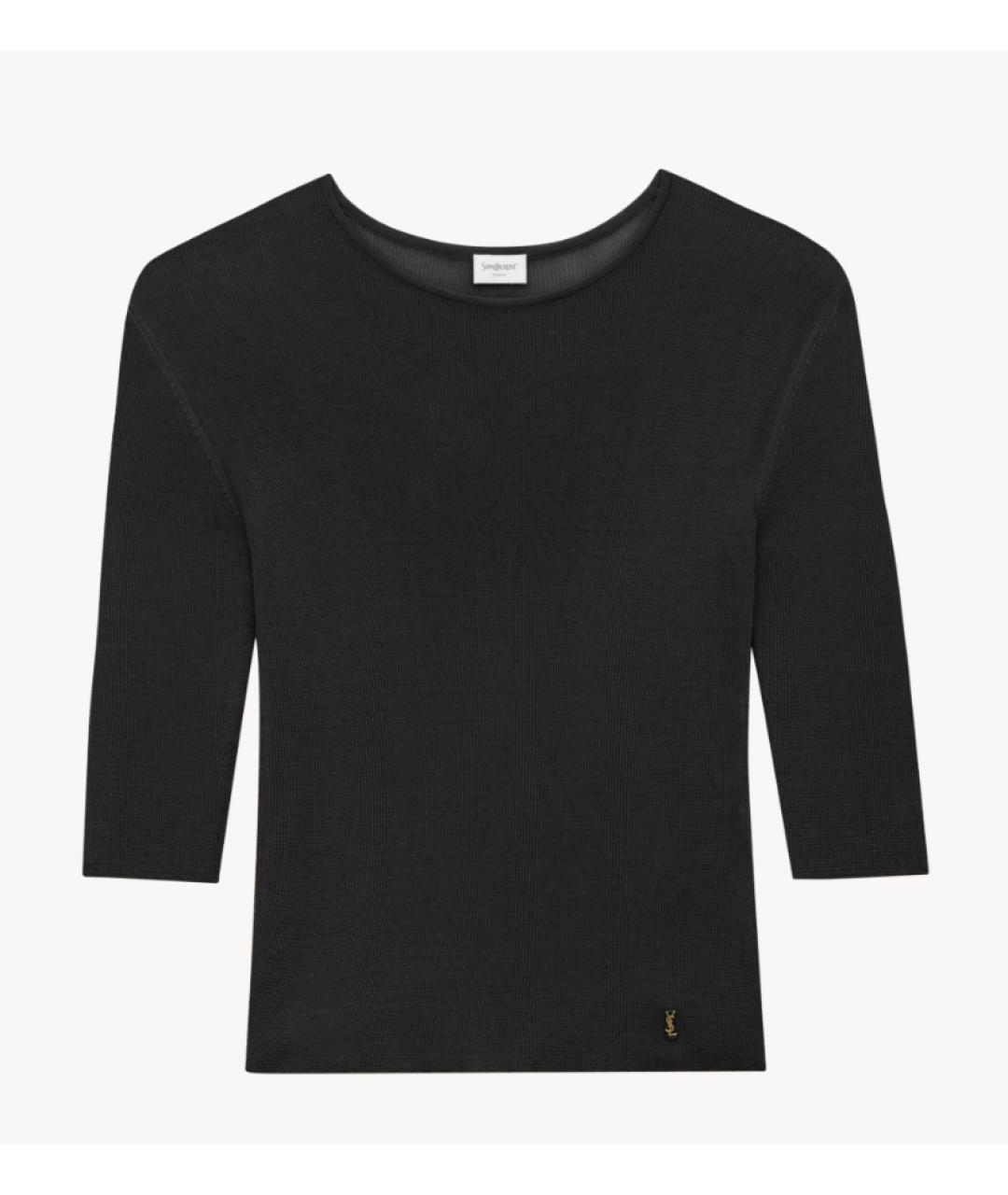 SAINT LAURENT Черная вискозная футболка, фото 6