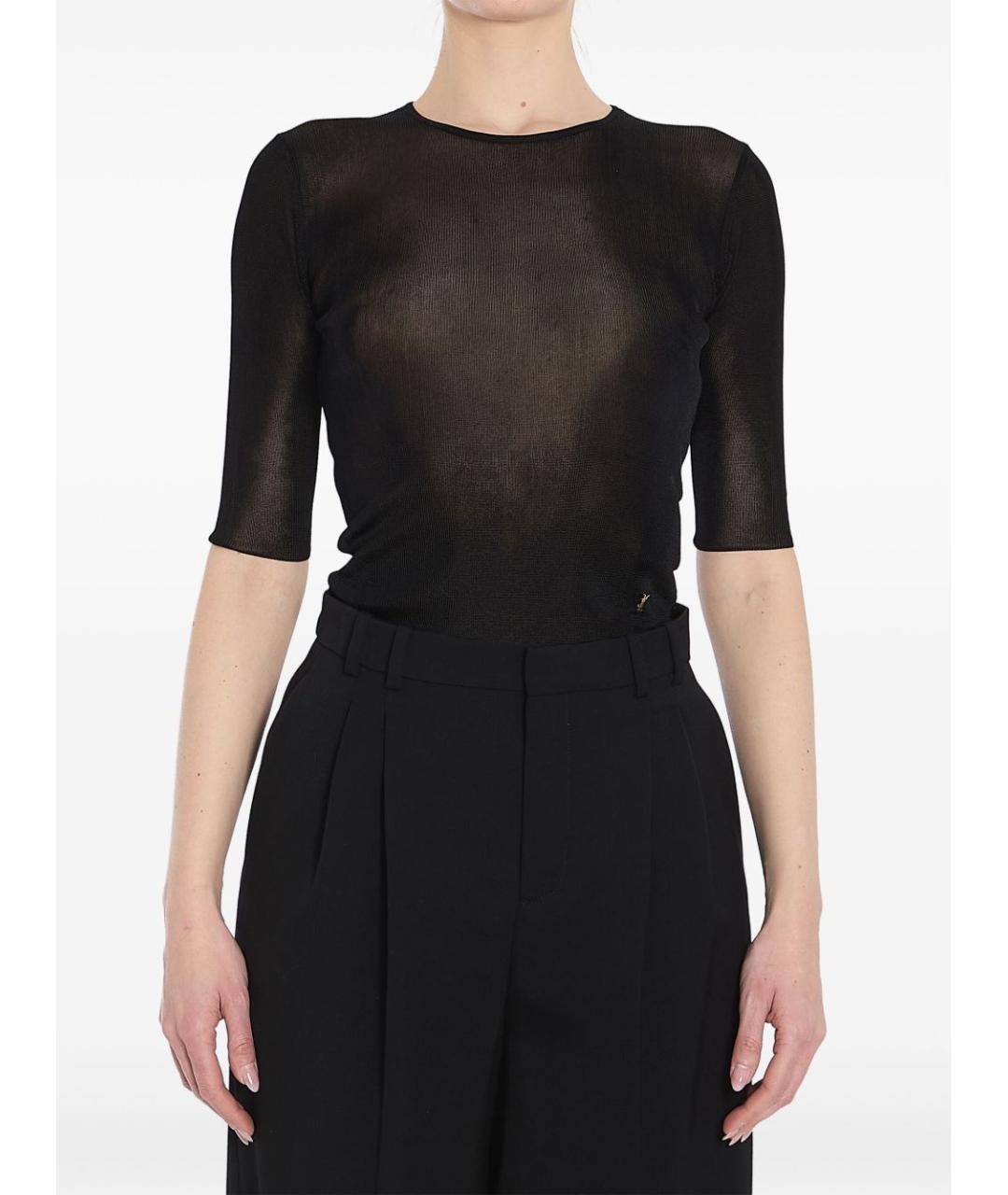SAINT LAURENT Черная вискозная футболка, фото 2