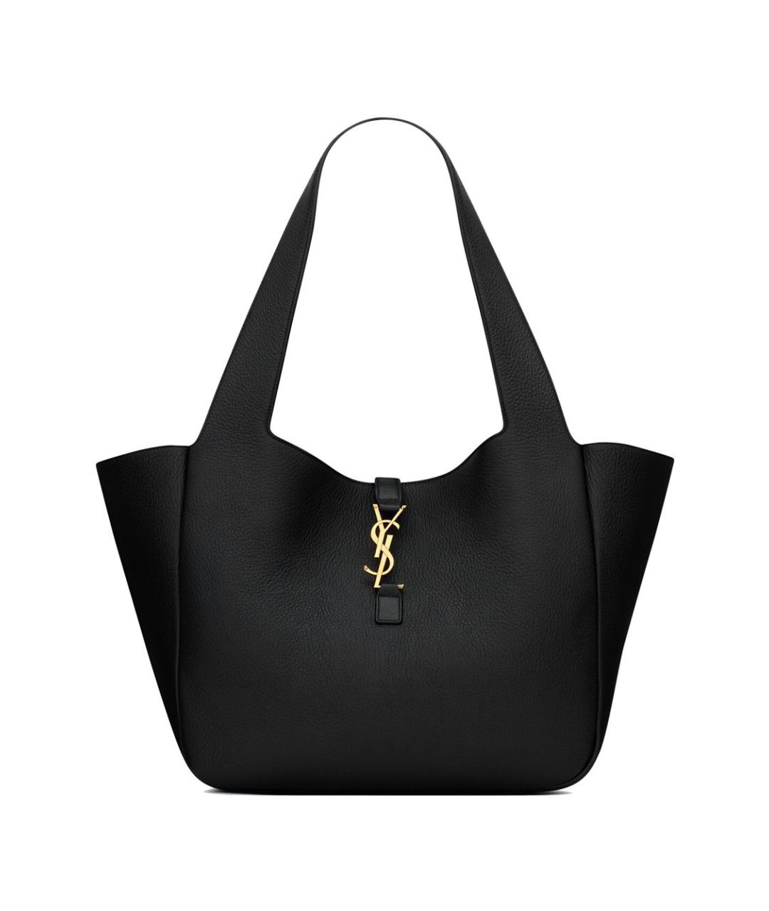 SAINT LAURENT Черная кожаная сумка тоут, фото 1