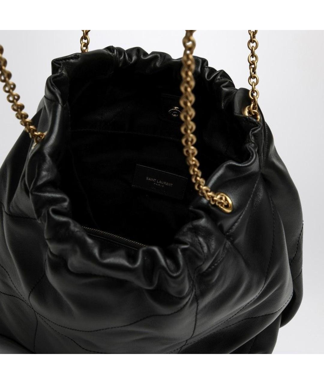 SAINT LAURENT Черная кожаная сумка тоут, фото 4
