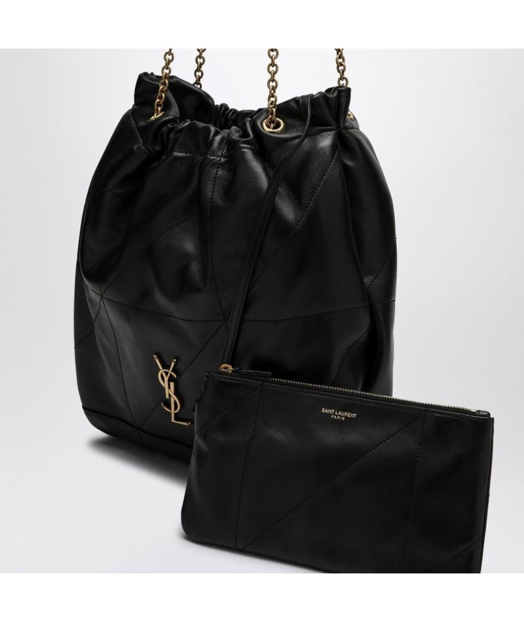 SAINT LAURENT Черная кожаная сумка тоут, фото 5