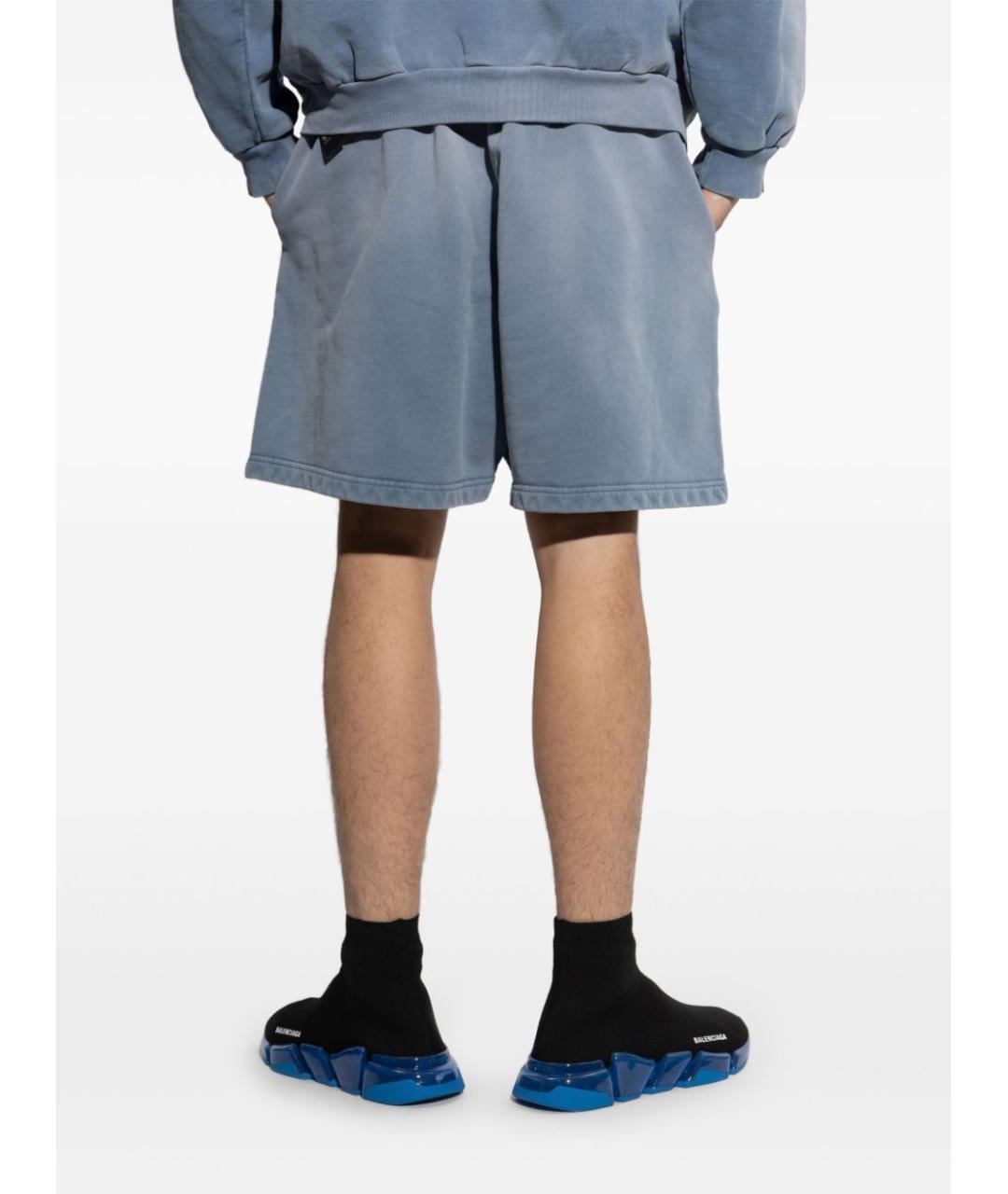 BALENCIAGA Голубые хлопковые повседневные брюки, фото 4