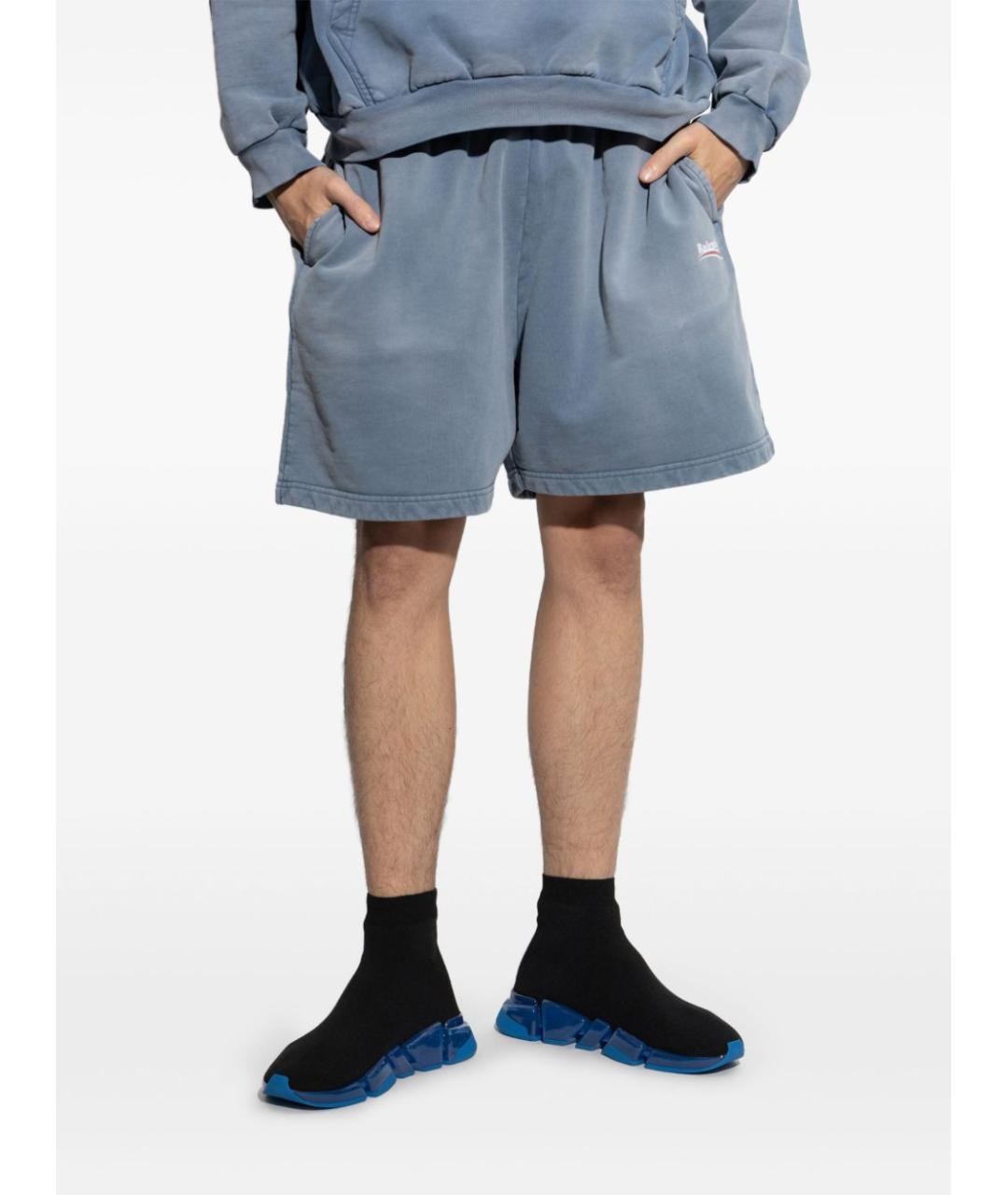 BALENCIAGA Голубые хлопковые повседневные брюки, фото 3