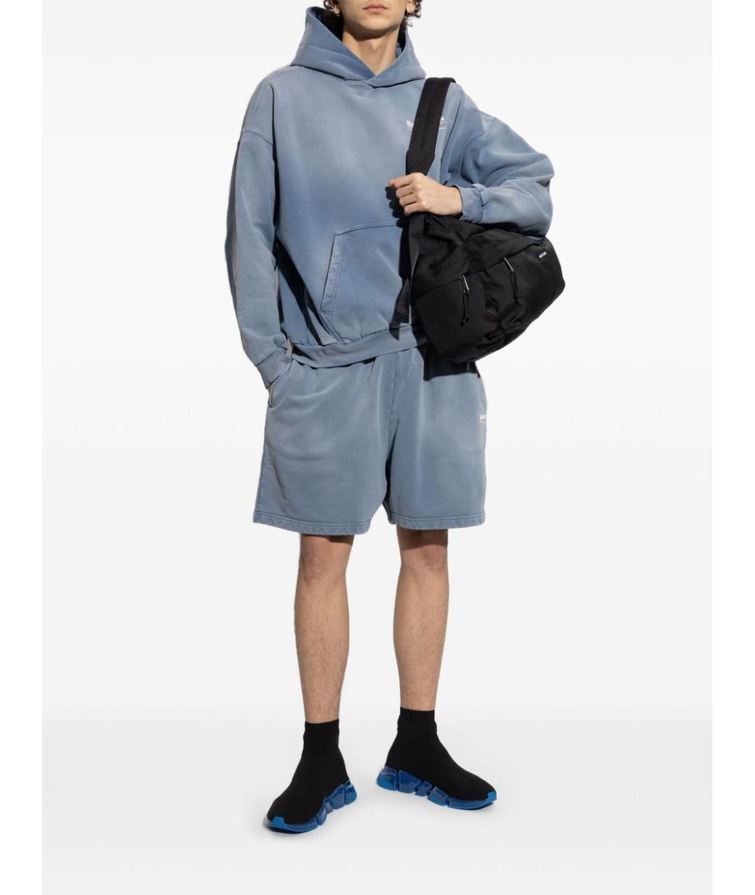 BALENCIAGA Голубые хлопковые повседневные брюки, фото 2