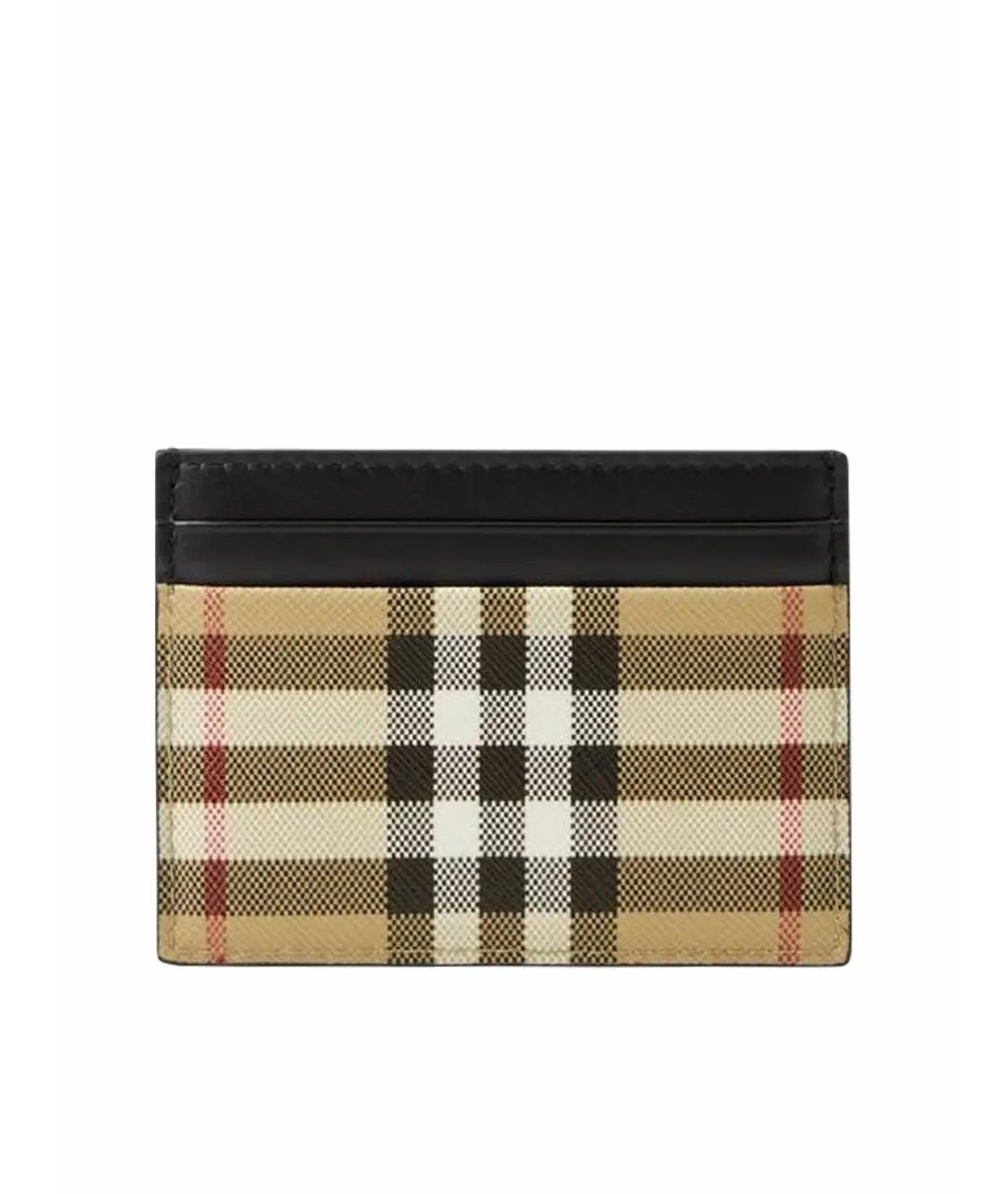 BURBERRY Бежевый кожаный кардхолдер, фото 1