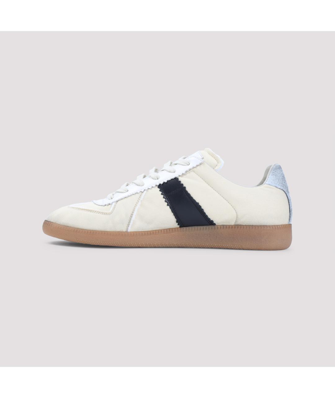 MAISON MARGIELA Бежевые кожаные низкие кроссовки / кеды, фото 3
