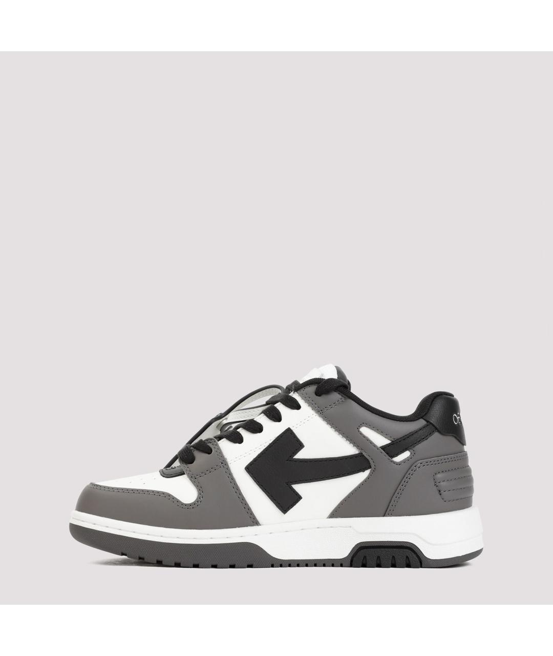 OFF-WHITE Серые кожаные низкие кроссовки / кеды, фото 2