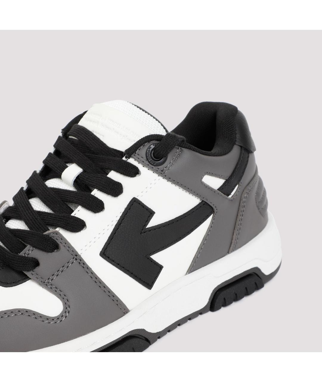 OFF-WHITE Серые кожаные низкие кроссовки / кеды, фото 4