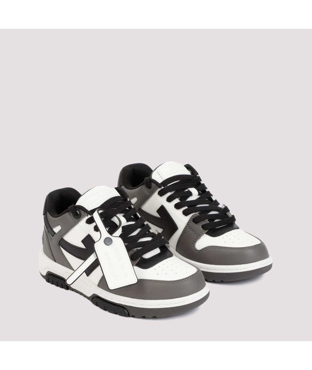 OFF-WHITE Серые кожаные низкие кроссовки / кеды, фото 3