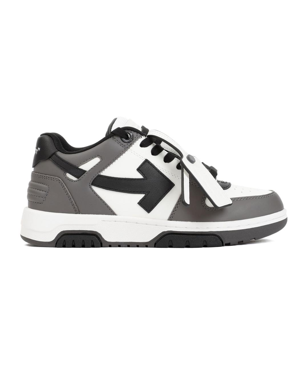 OFF-WHITE Серые кожаные низкие кроссовки / кеды, фото 1