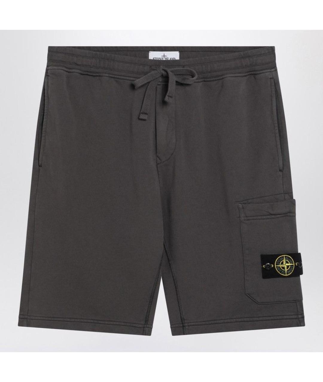 STONE ISLAND Антрацитовые хлопковые шорты, фото 3