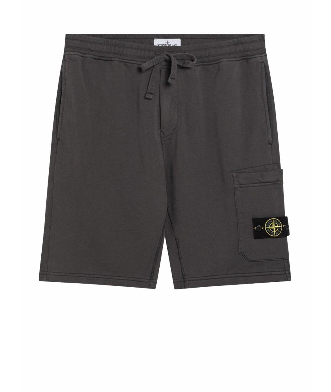 STONE ISLAND Антрацитовые хлопковые шорты, фото 1